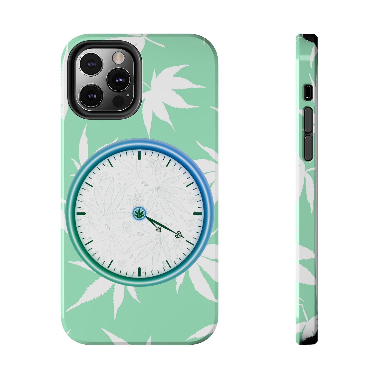 420 clock cannabis tough phone Cases cannabis leaf and 420 clock phone case for high end cannabist