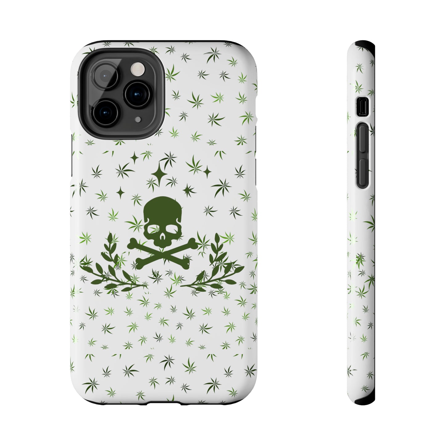 420 skull and crossbones tough phone Cases cannabis and skull white phone case for weed lovers