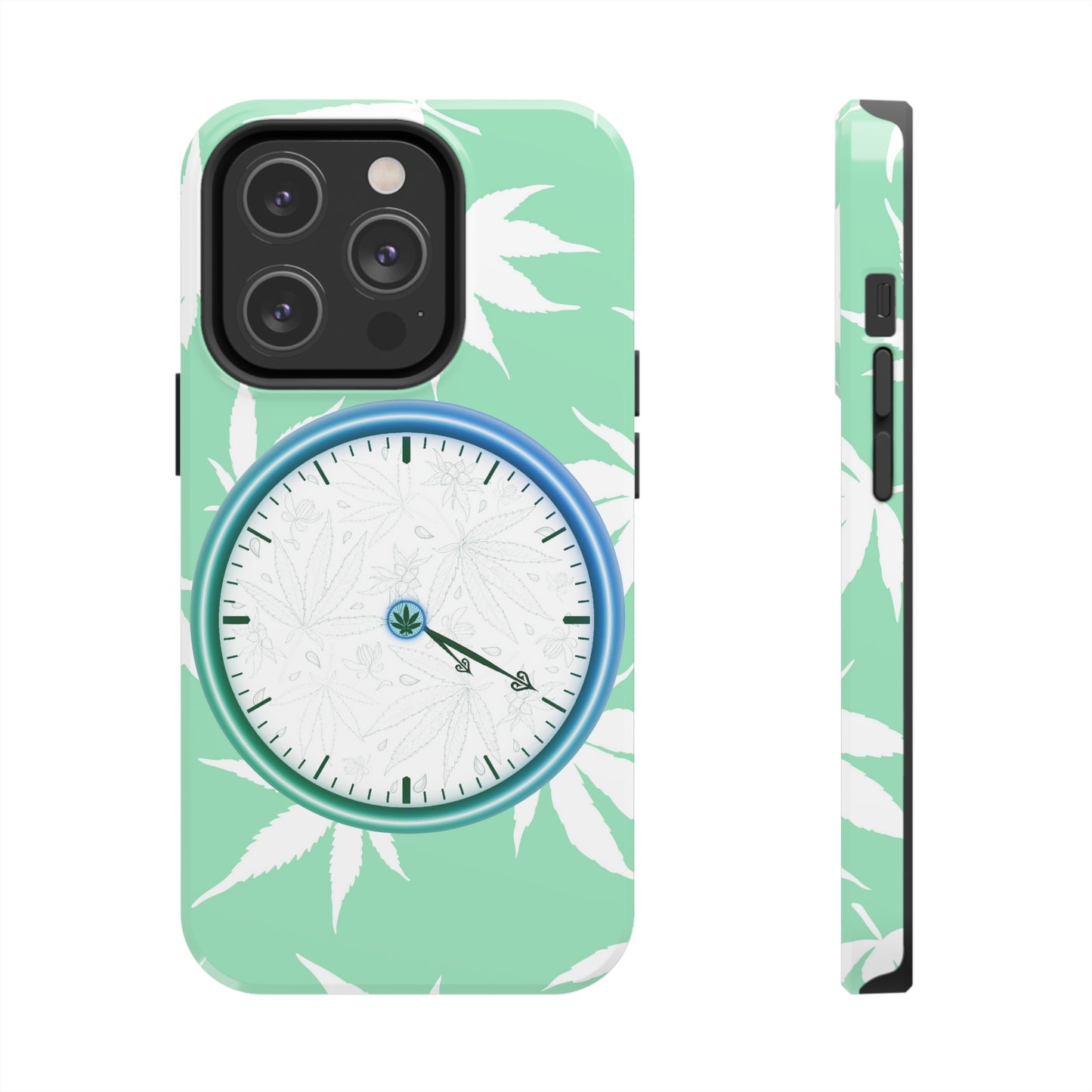 420 clock cannabis tough phone Cases cannabis leaf and 420 clock phone case for high end cannabist