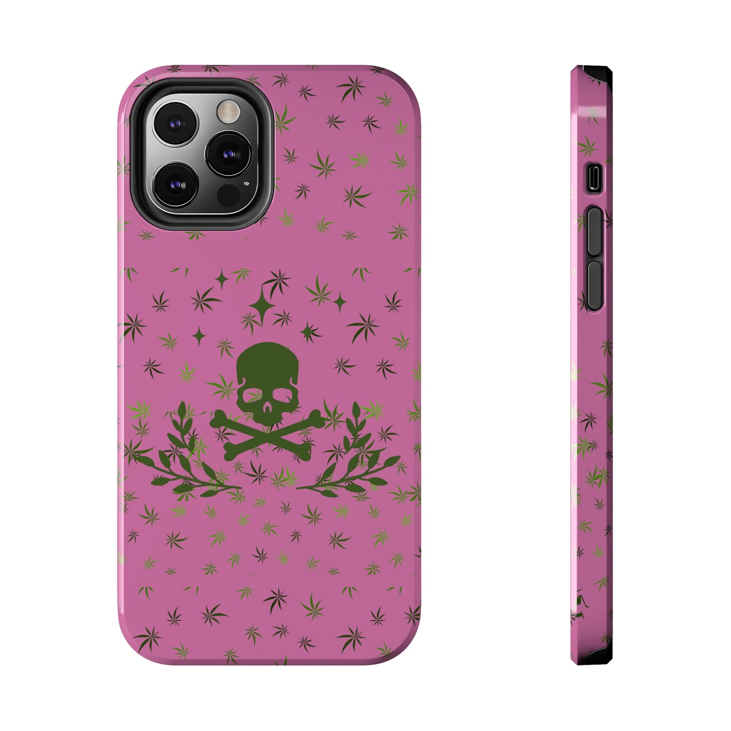420 skull & crossbones tough phone Cases cannabis and skull and crossbones pink phone case for weed lovers