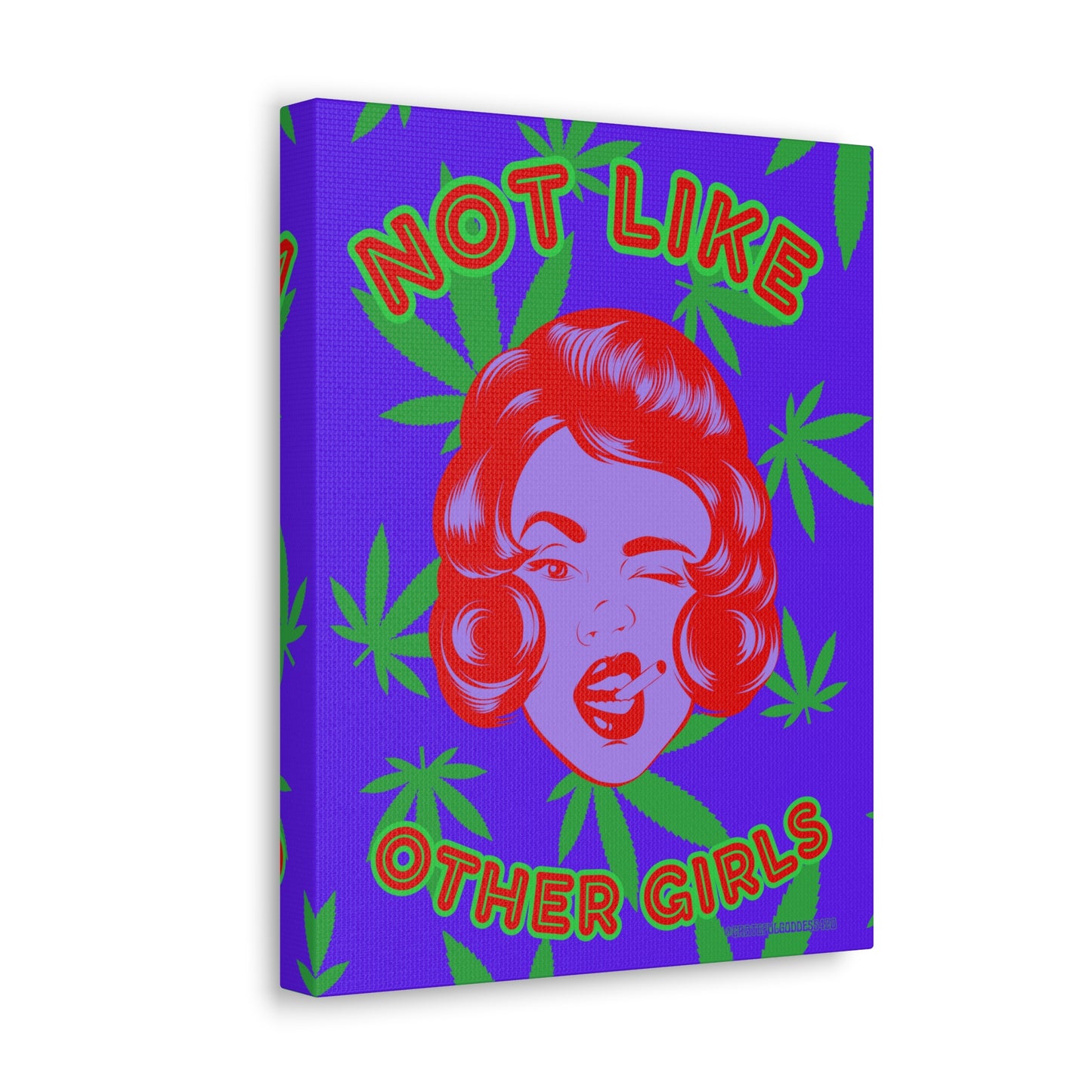Cannabis pop art marijuana girl retro wall art Gallery Wraps