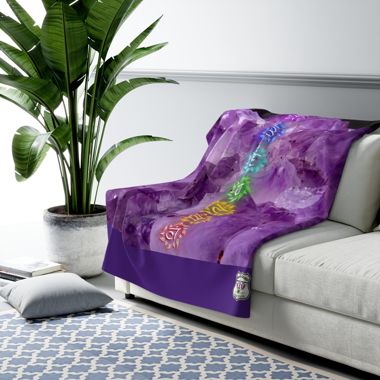 Amethyst 7 chakra yoga fleece blanket purple crystal chakra blanket perfect gift for yogis and yoginis eclectic throw