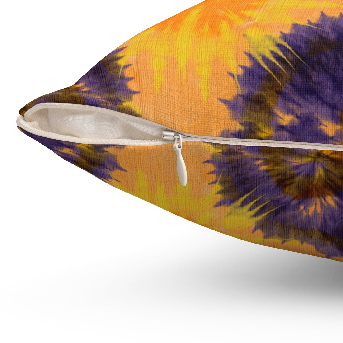 Yellow & Purple tie-dye pillow eclectic bohemian trippy home hippie style decor
