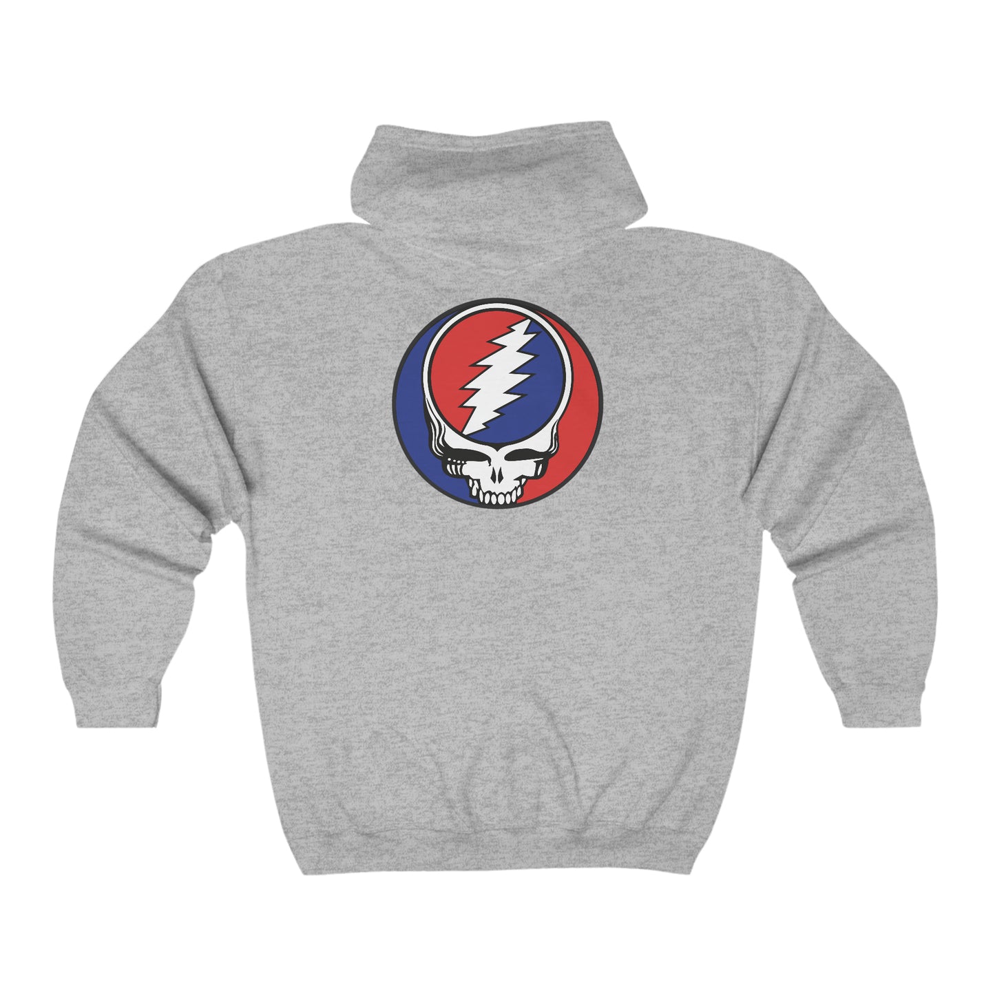 Classic Grateful Dead inspired steal your face 13 Point Bolt Full Zip Hooded Sweatshirt 2 sided print