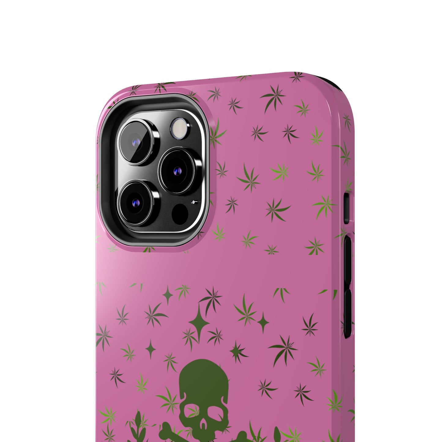 420 skull & crossbones tough phone Cases cannabis and skull and crossbones pink phone case for weed lovers