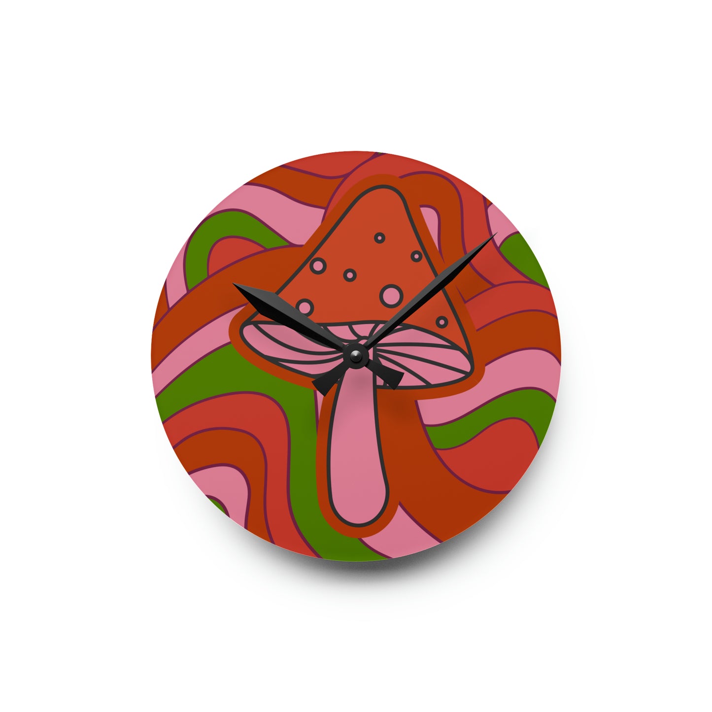 70s retro Acrylic Wall Clock psychedelic mushroom home decor