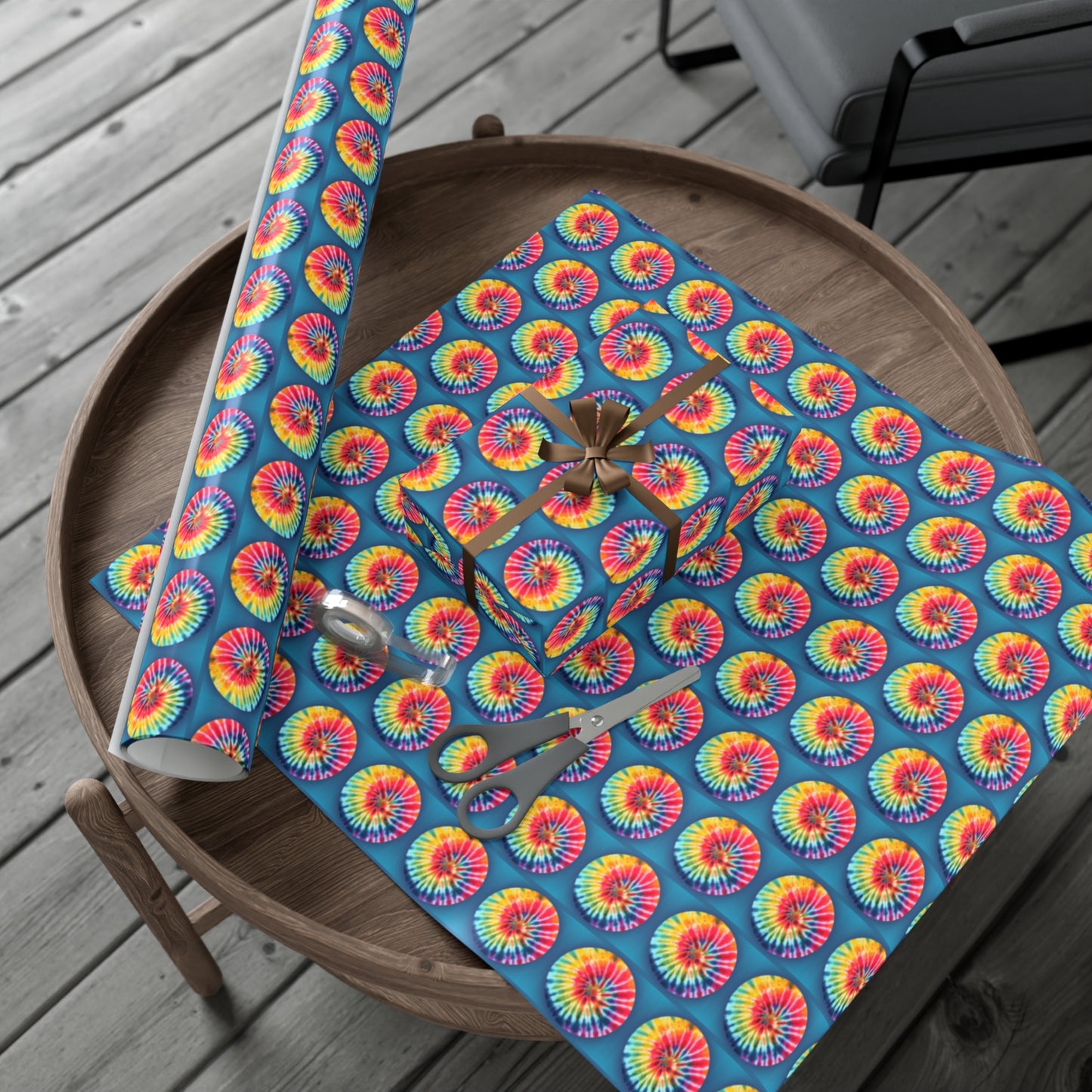 Spiral tie-dye wrapping paper psychedelic gift wrap papers for hippie gift