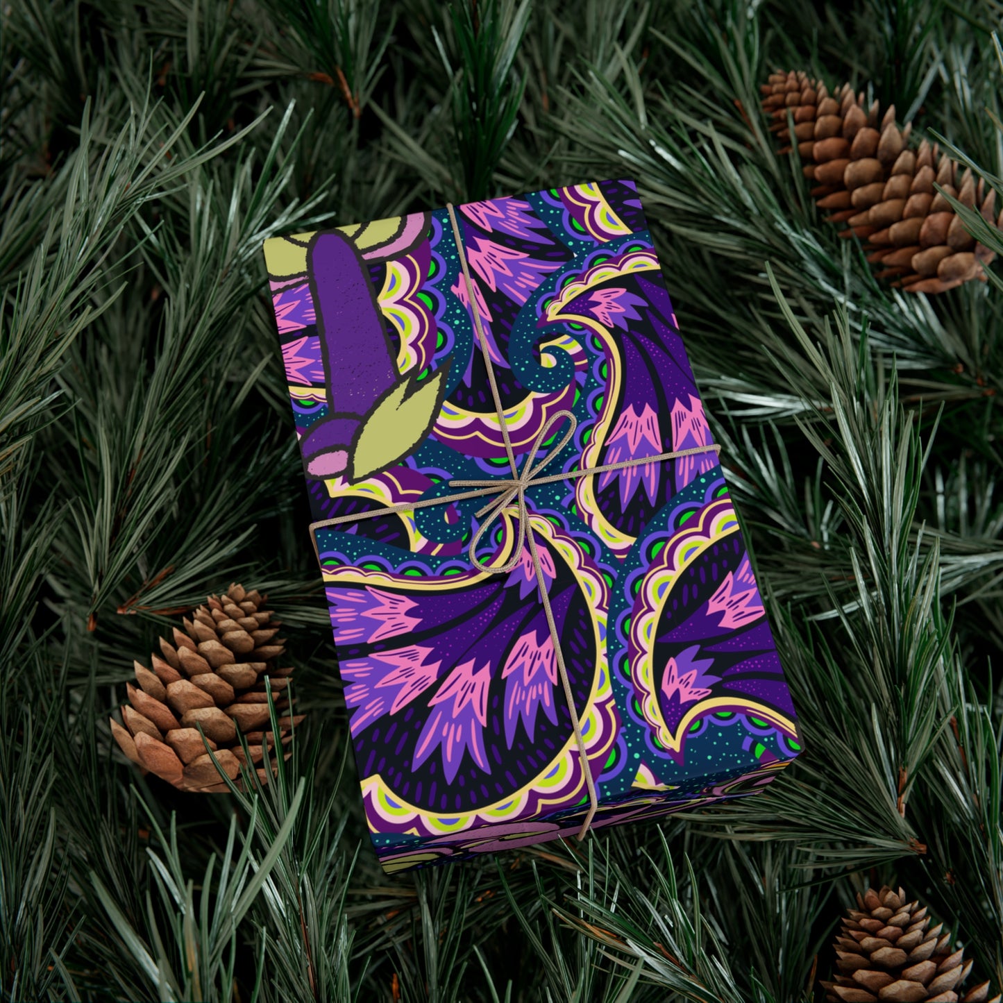 Purple psychedelic wrapping paper perfect Gift Wrap Papers for magic mushroom lovers retro hippie style