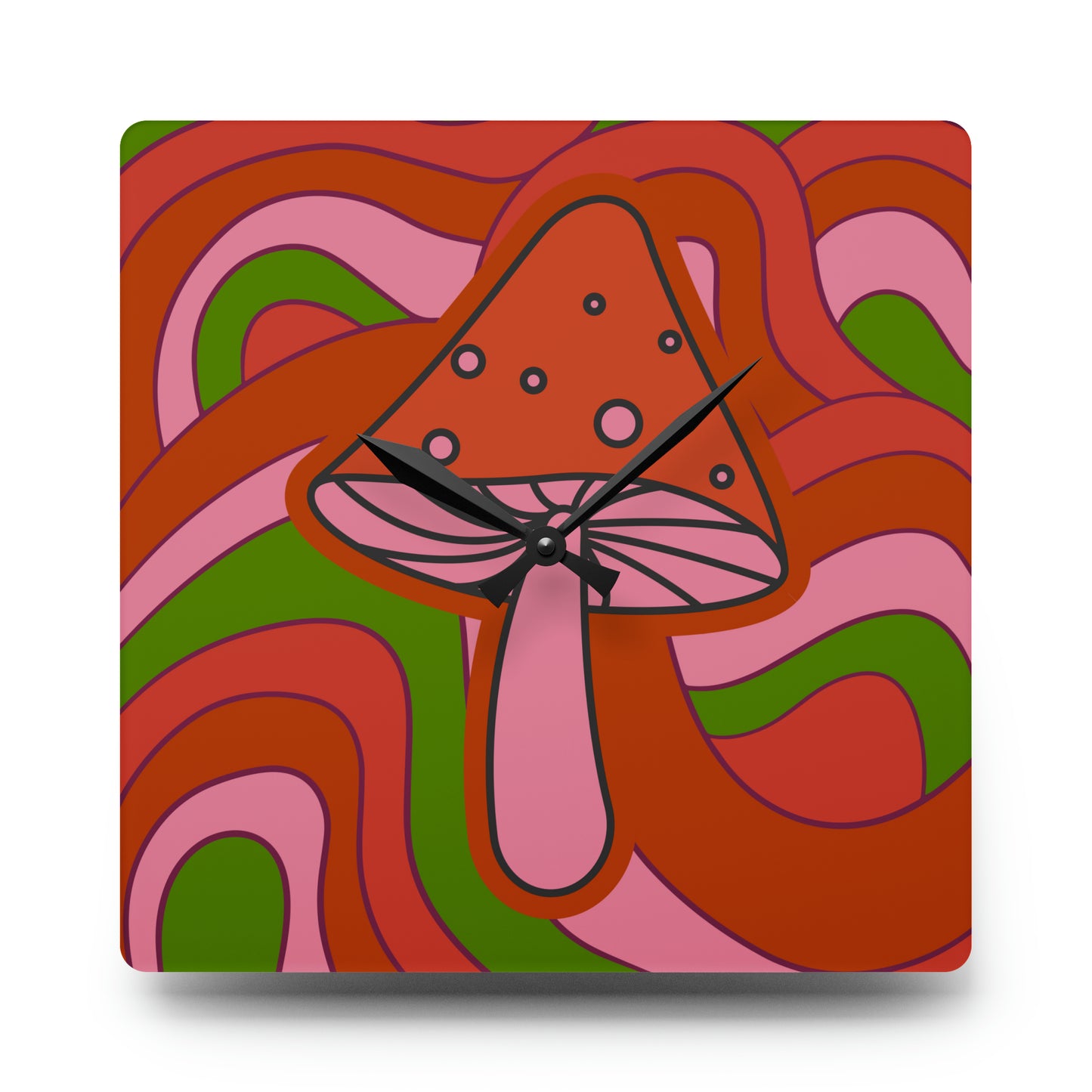 70s retro Acrylic Wall Clock psychedelic mushroom home decor