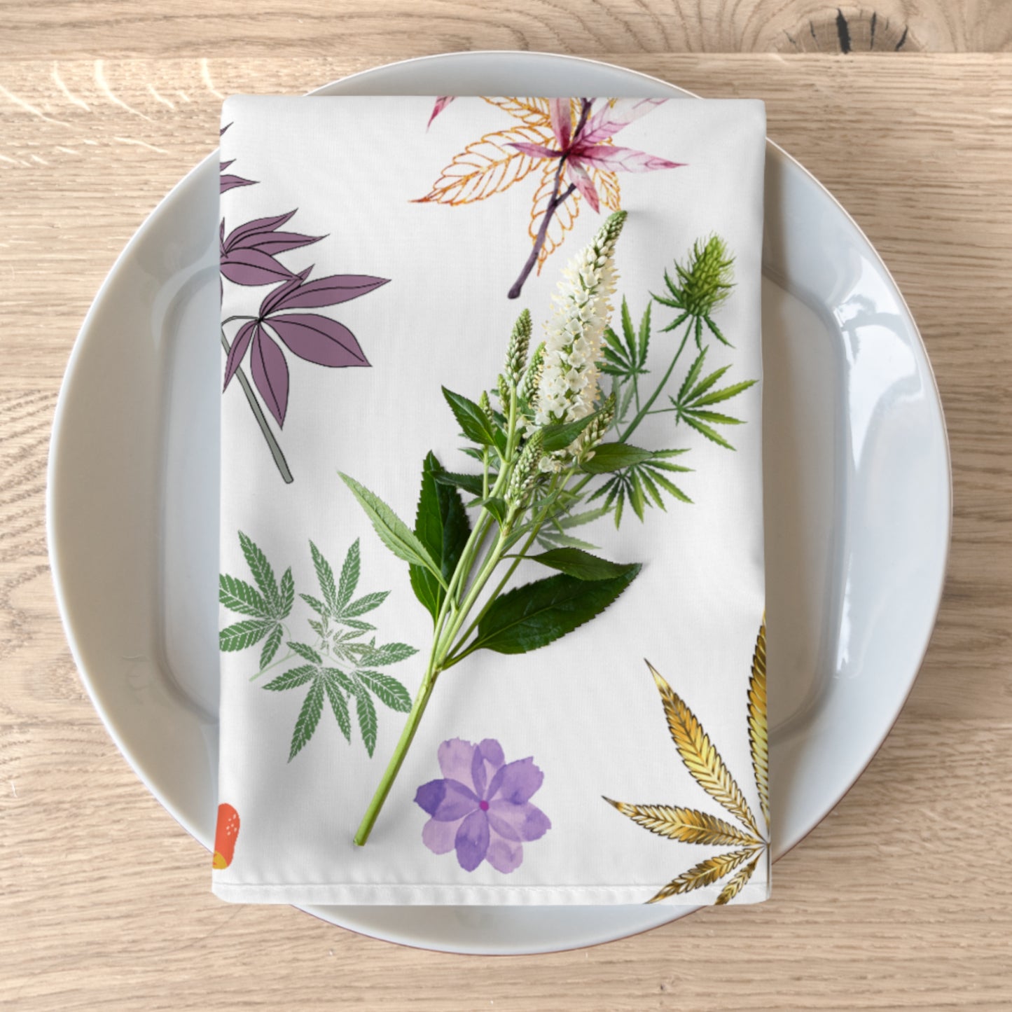 Elegant Botanical cannabis and mushrooms 420 vintage inspired boho napkins