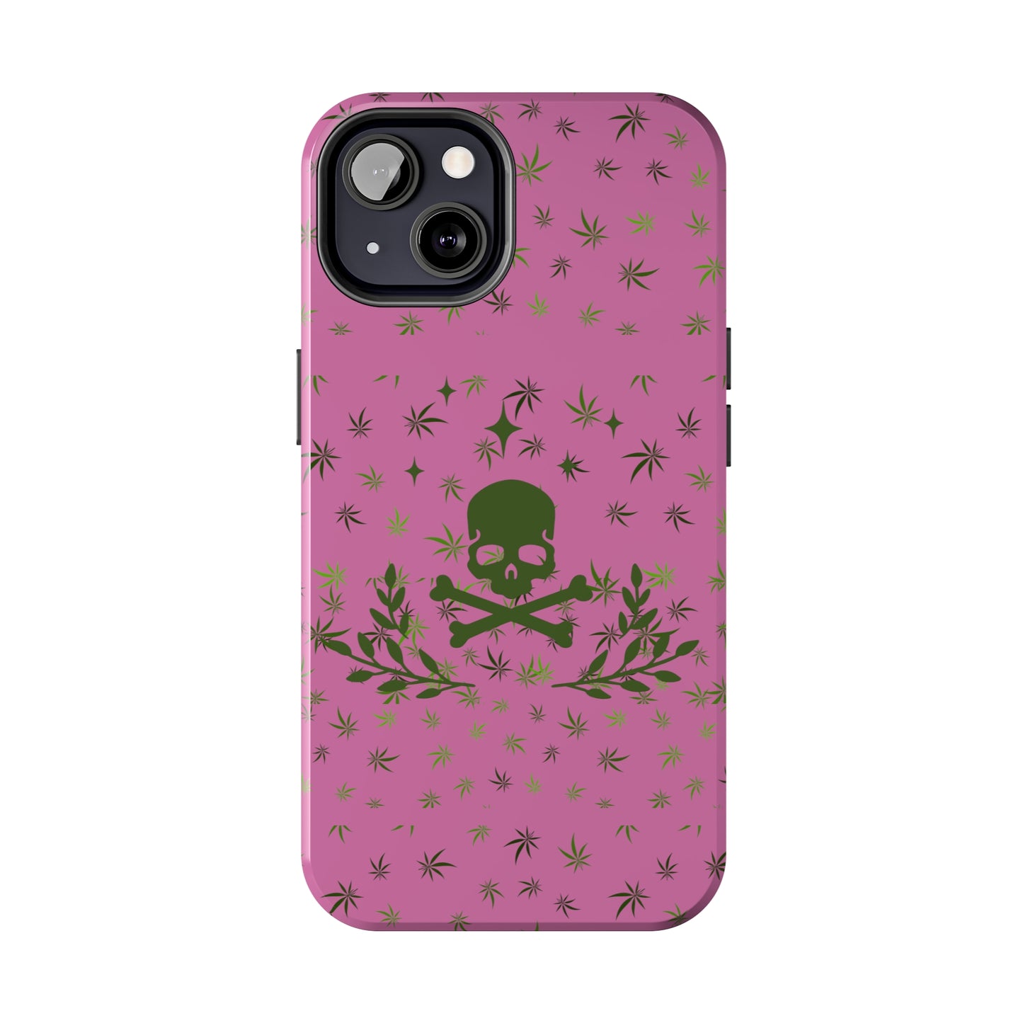 420 skull & crossbones tough phone Cases cannabis and skull and crossbones pink phone case for weed lovers