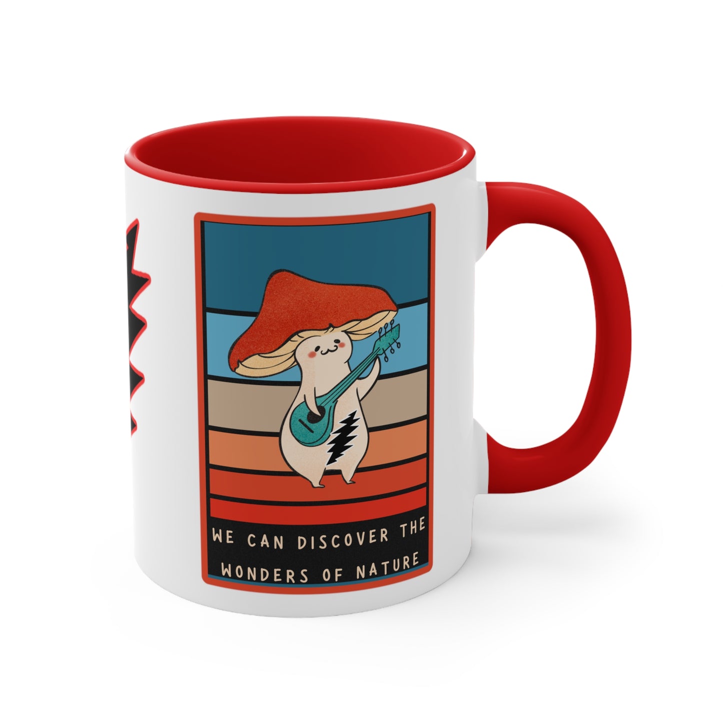 Grateful Dead sugar magnolia Mug 13 Point Bolt mushroom motif mug