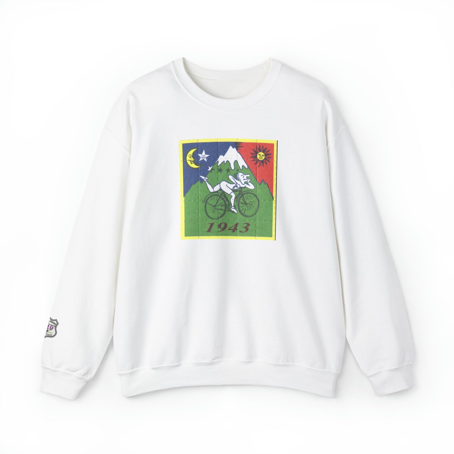 Bicycle Day vintage psychedelic blotter art sweatshirt - Albert Hoffman 1943 sweatshirt - Classic psychedelic motif with sleeve print