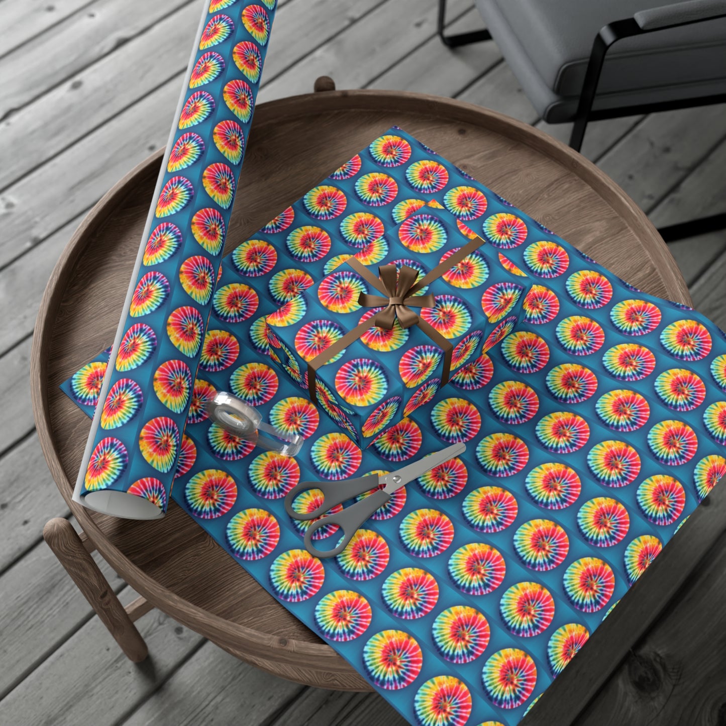 Spiral tie-dye wrapping paper psychedelic gift wrap papers for hippie gift