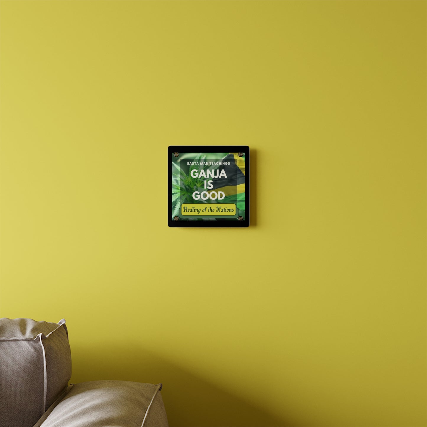 420 art decor- Reggae art Healing of the Nations Acrylic Wall Art- cannabis wall decor -Jamaican art Rasta weed quotes dispensary wall art