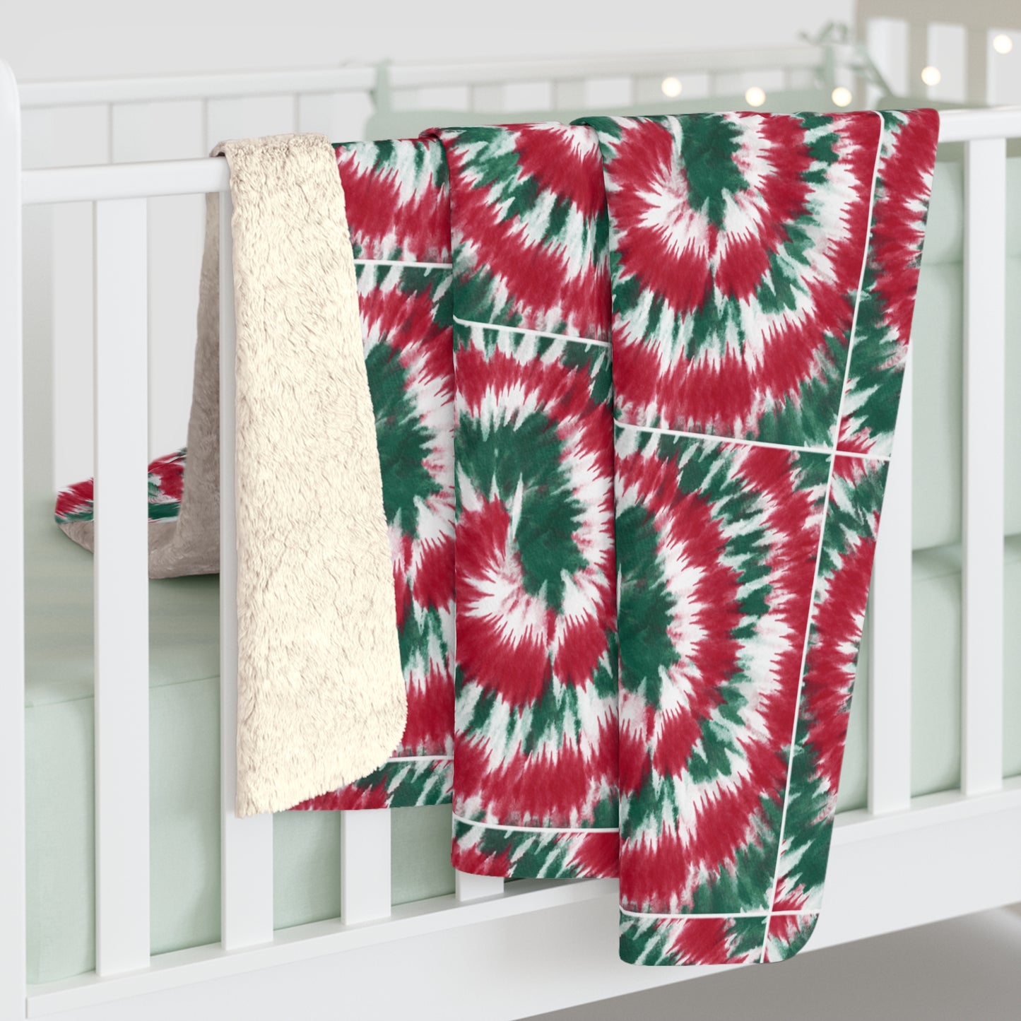 Christmas colors tiedye spiral Sherpa Fleece blanket perfect for the holidays