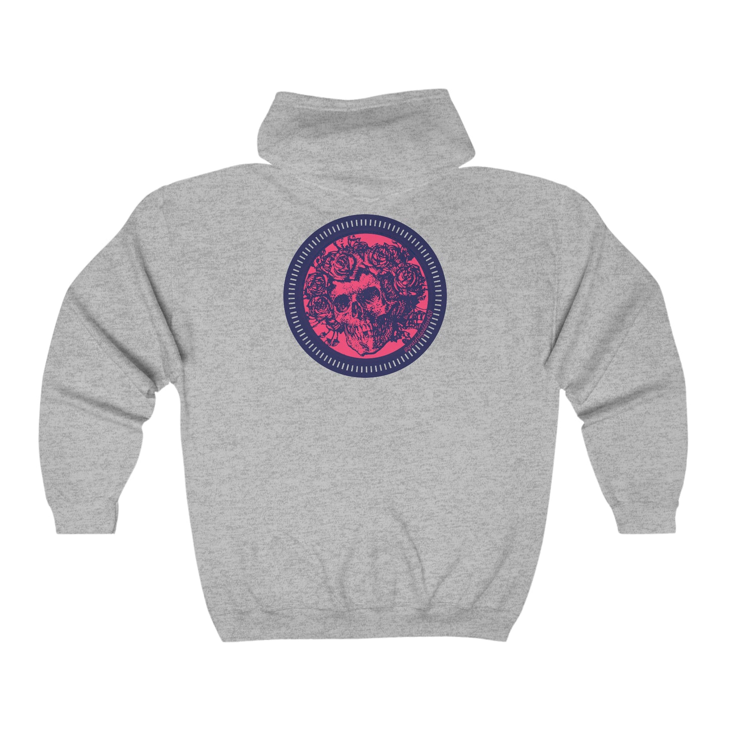 Grateful Dead inspired skull and roses Bertha Full Zip Hooded Sweatshirt 2 sided print with 13 Point Bolt