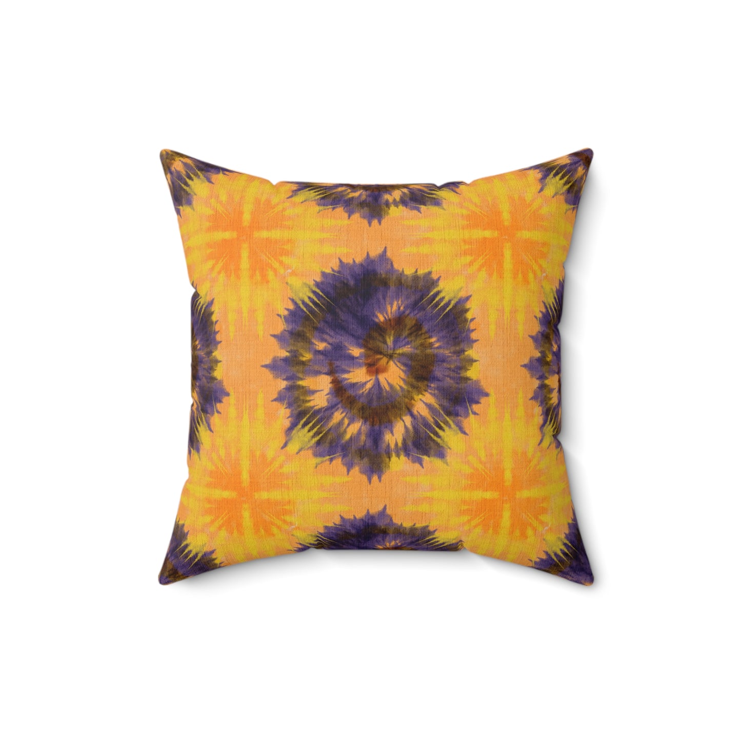 Yellow & Purple tie-dye pillow eclectic bohemian trippy home hippie style decor