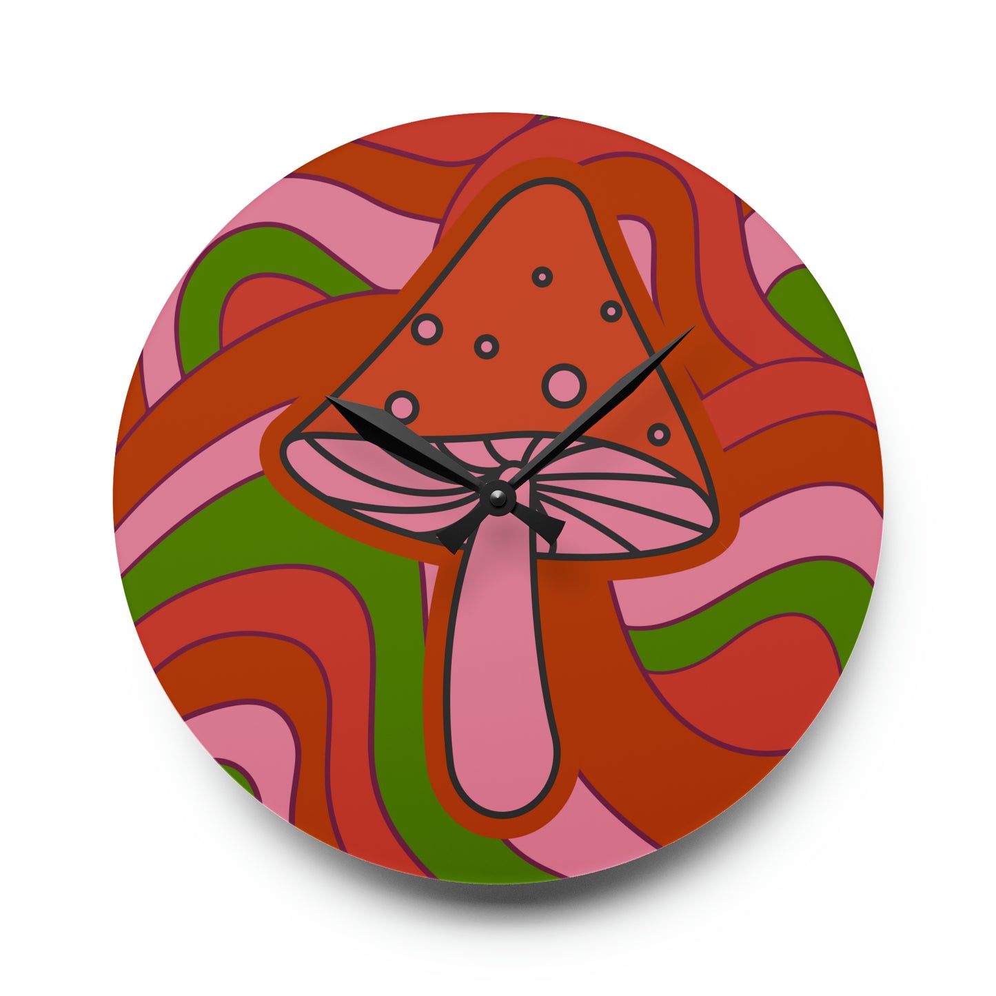 70s retro Acrylic Wall Clock psychedelic mushroom home decor