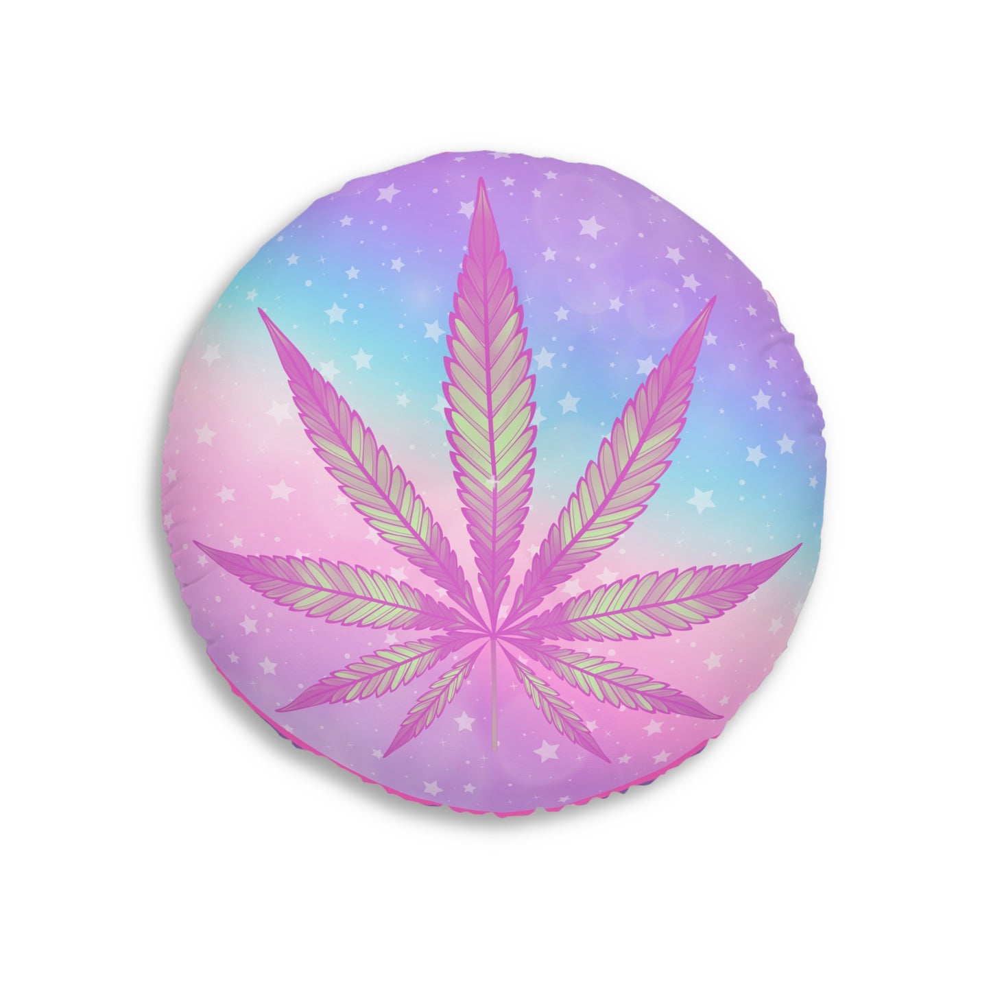 Cannabis 420 stars candycore decor tufted round floor pillow, high end stoner interior design