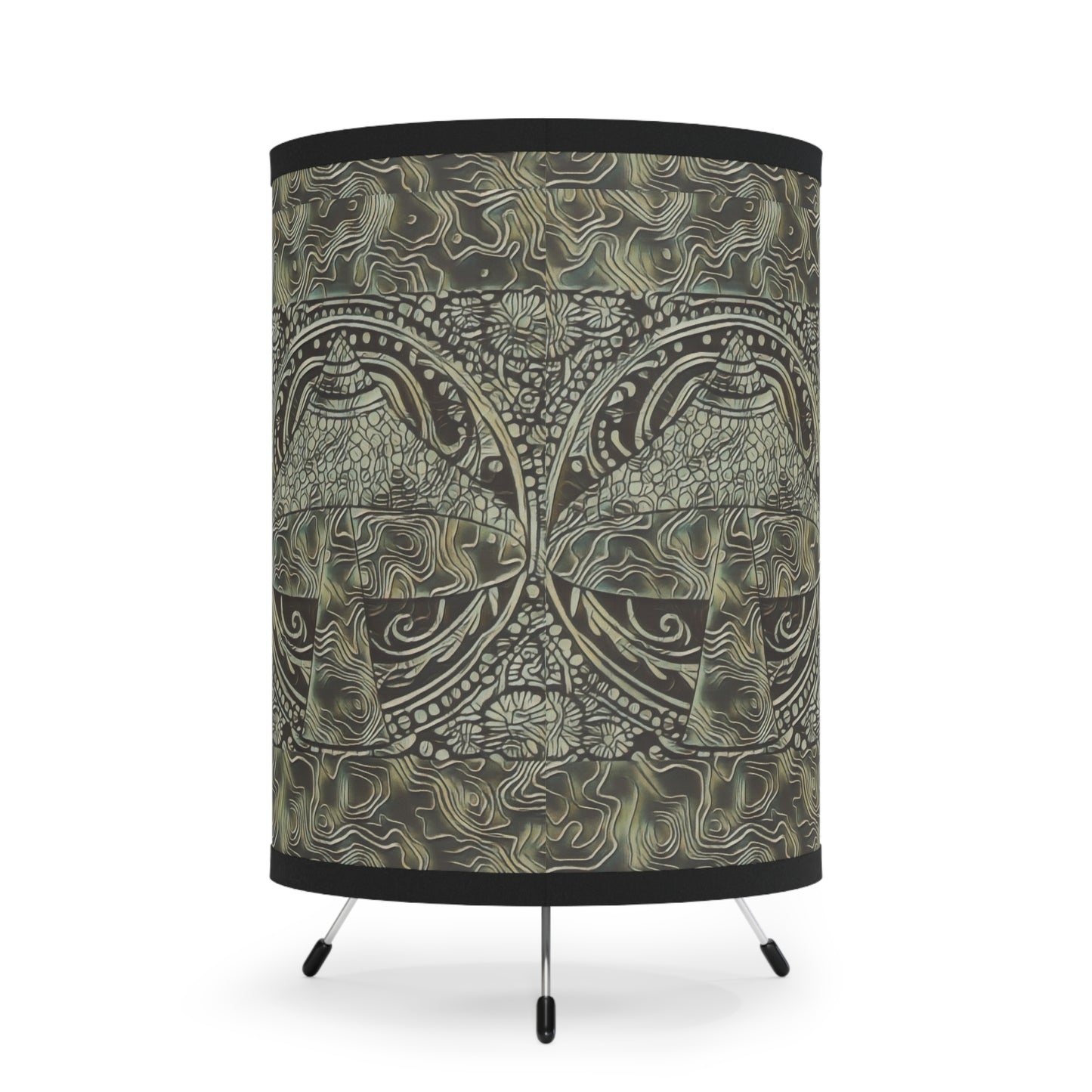 Psychedelic mushroom decor tripod Lamp with magic mushroom printed shade, psychedelic design lamp fungi decor lighting