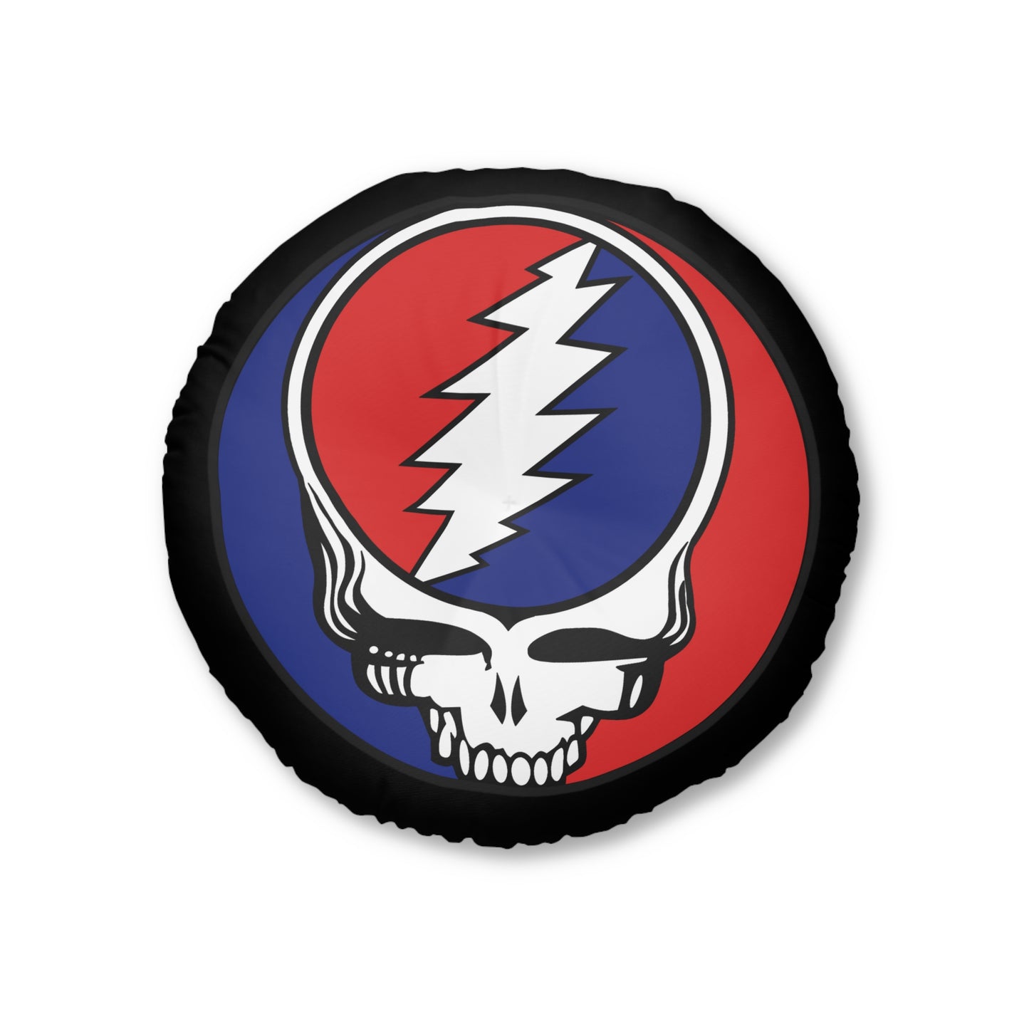 Classic Grateful Dead steal your face stealie home decor tufted round floor pillow, dead head decor