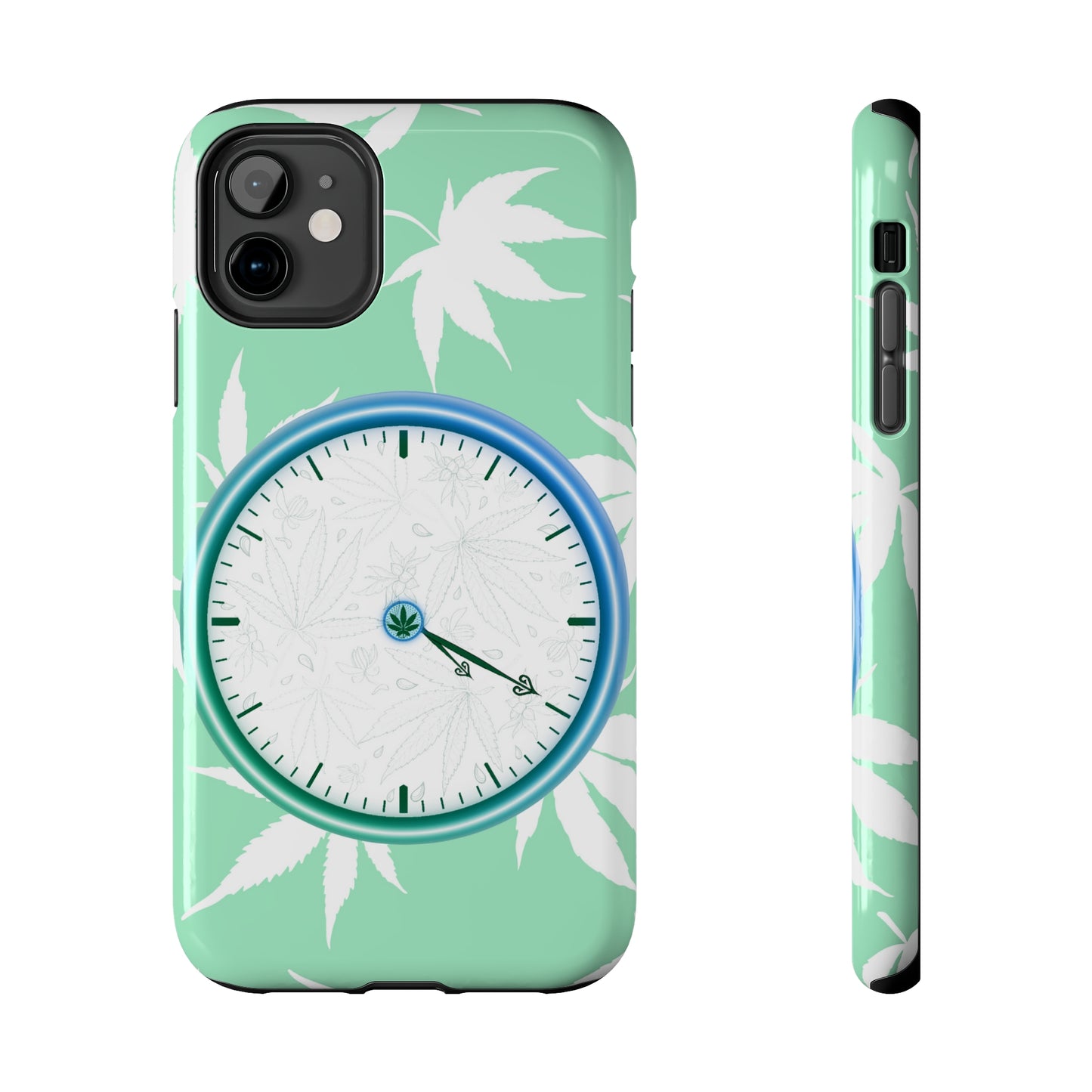 420 clock cannabis tough phone Cases cannabis leaf and 420 clock phone case for high end cannabist