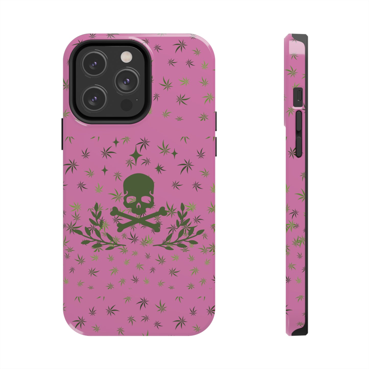 420 skull & crossbones tough phone Cases cannabis and skull and crossbones pink phone case for weed lovers