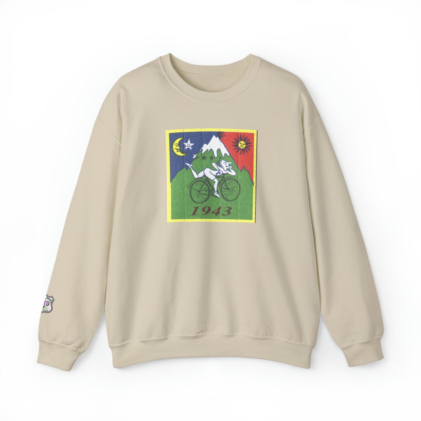 Bicycle Day vintage psychedelic blotter art sweatshirt - Albert Hoffman 1943 sweatshirt - Classic psychedelic motif with sleeve print