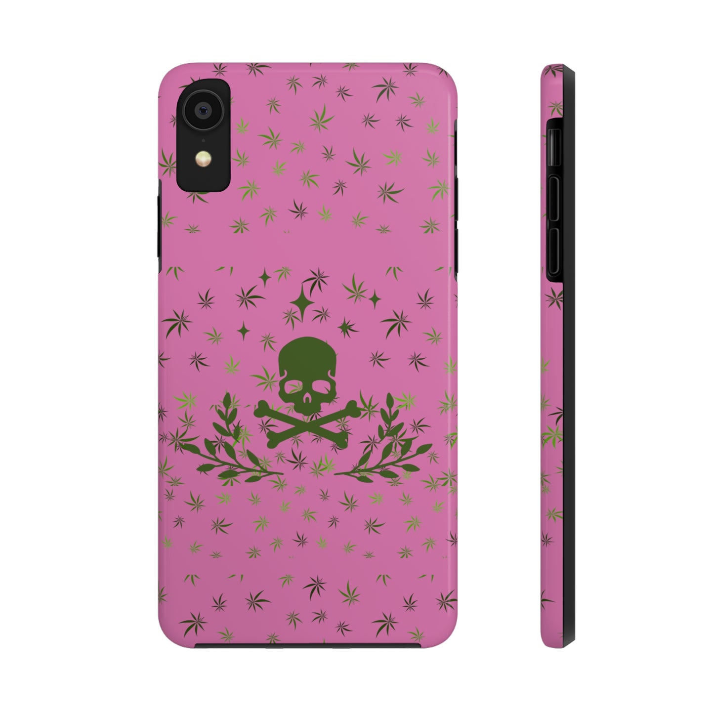 420 skull & crossbones tough phone Cases cannabis and skull and crossbones pink phone case for weed lovers