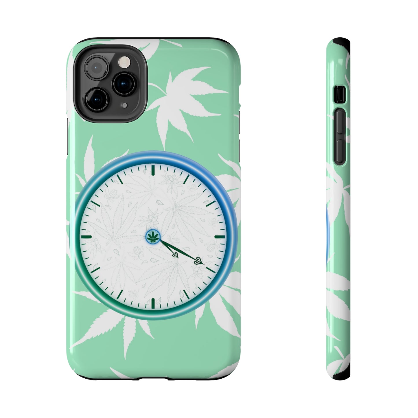 420 clock cannabis tough phone Cases cannabis leaf and 420 clock phone case for high end cannabist
