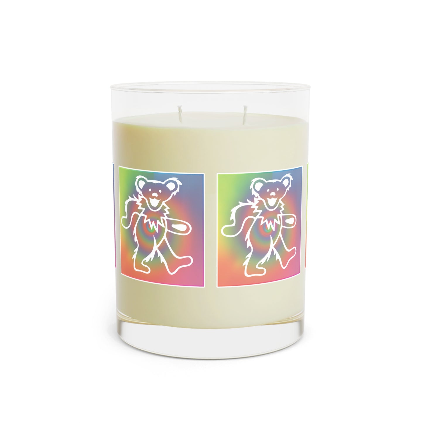 Grateful Dead bears tie-dye candle - dancing bears glass candle - Dead Head gift - Hippie style decor - Gratefuldead bears candle