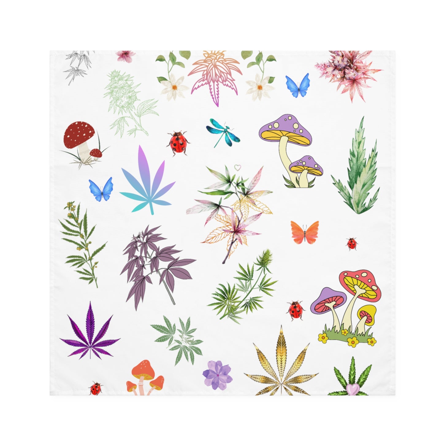 Elegant Botanical cannabis and mushrooms 420 vintage inspired boho napkins