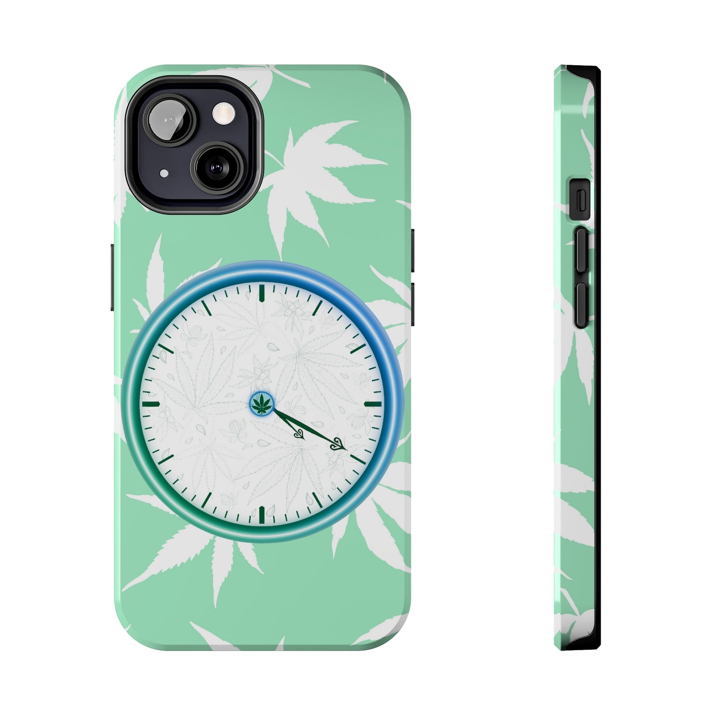 420 clock cannabis tough phone Cases cannabis leaf and 420 clock phone case for high end cannabist
