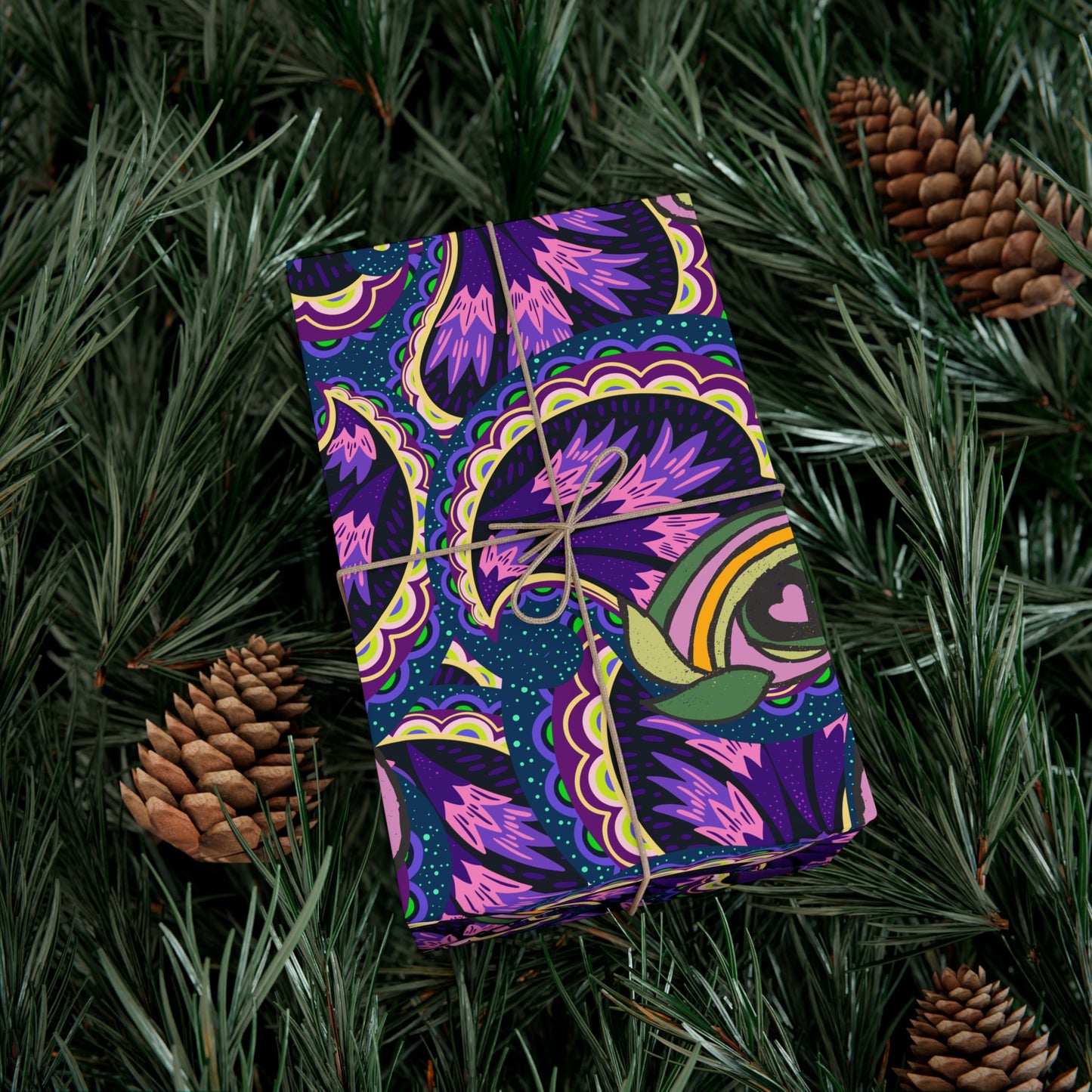 Purple psychedelic wrapping paper perfect Gift Wrap Papers for magic mushroom lovers retro hippie style