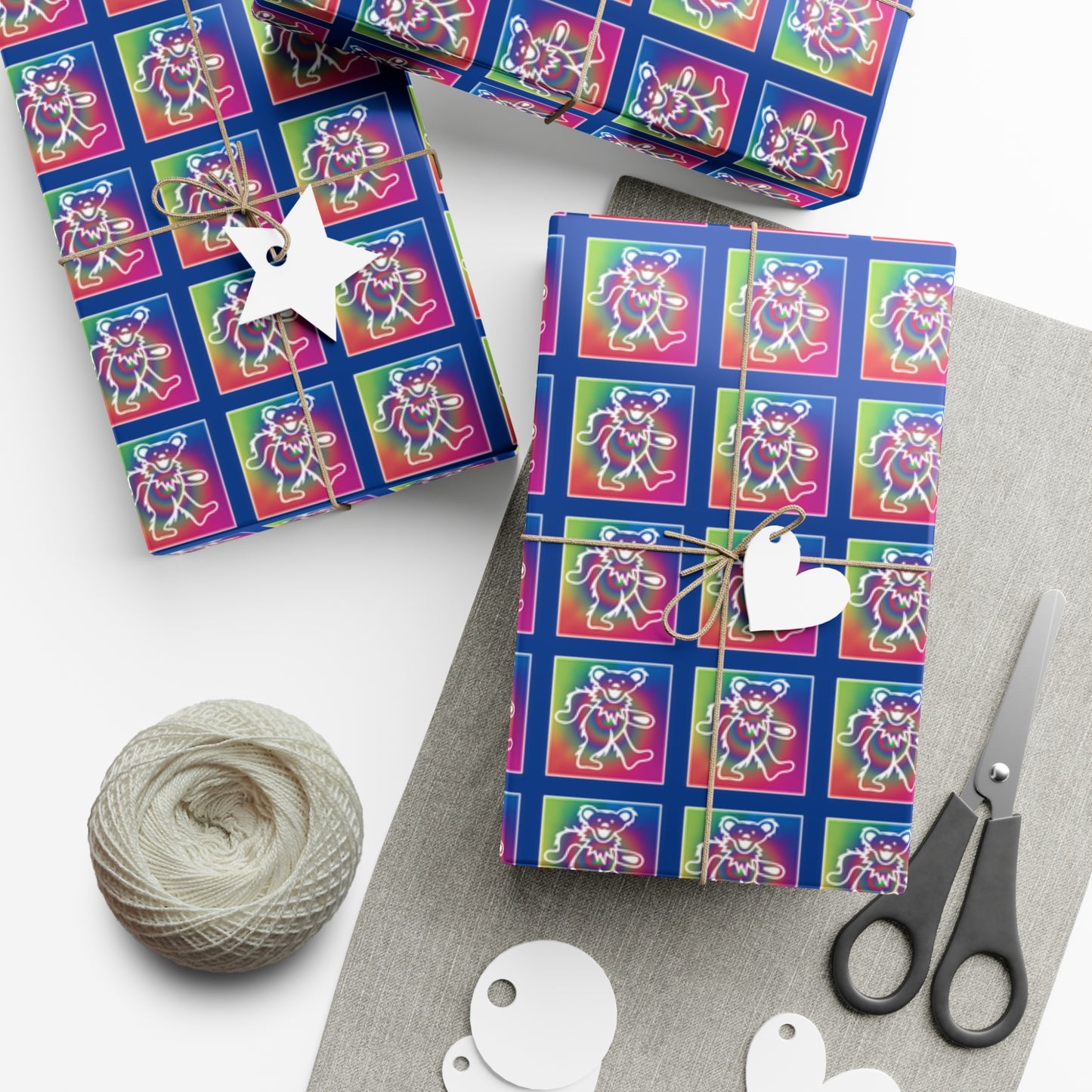 Grateful Dead bears tie-dye Wrapping Paper perfect gift wrap for Dead Heads