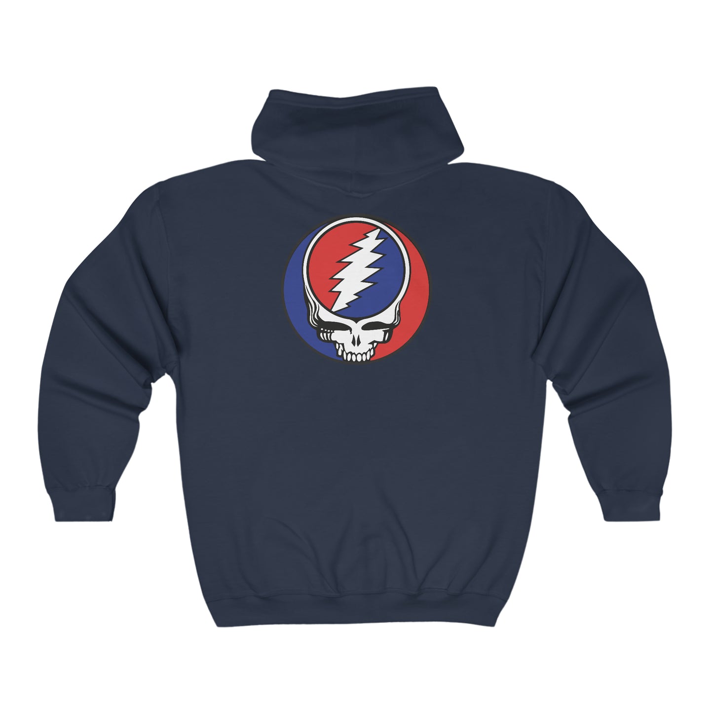 Classic Grateful Dead inspired steal your face 13 Point Bolt Full Zip Hooded Sweatshirt 2 sided print