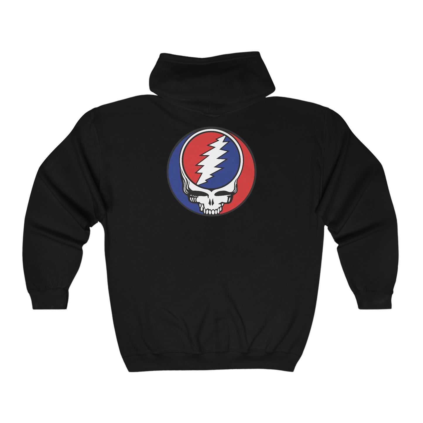 Classic Grateful Dead inspired steal your face 13 Point Bolt Full Zip Hooded Sweatshirt 2 sided print