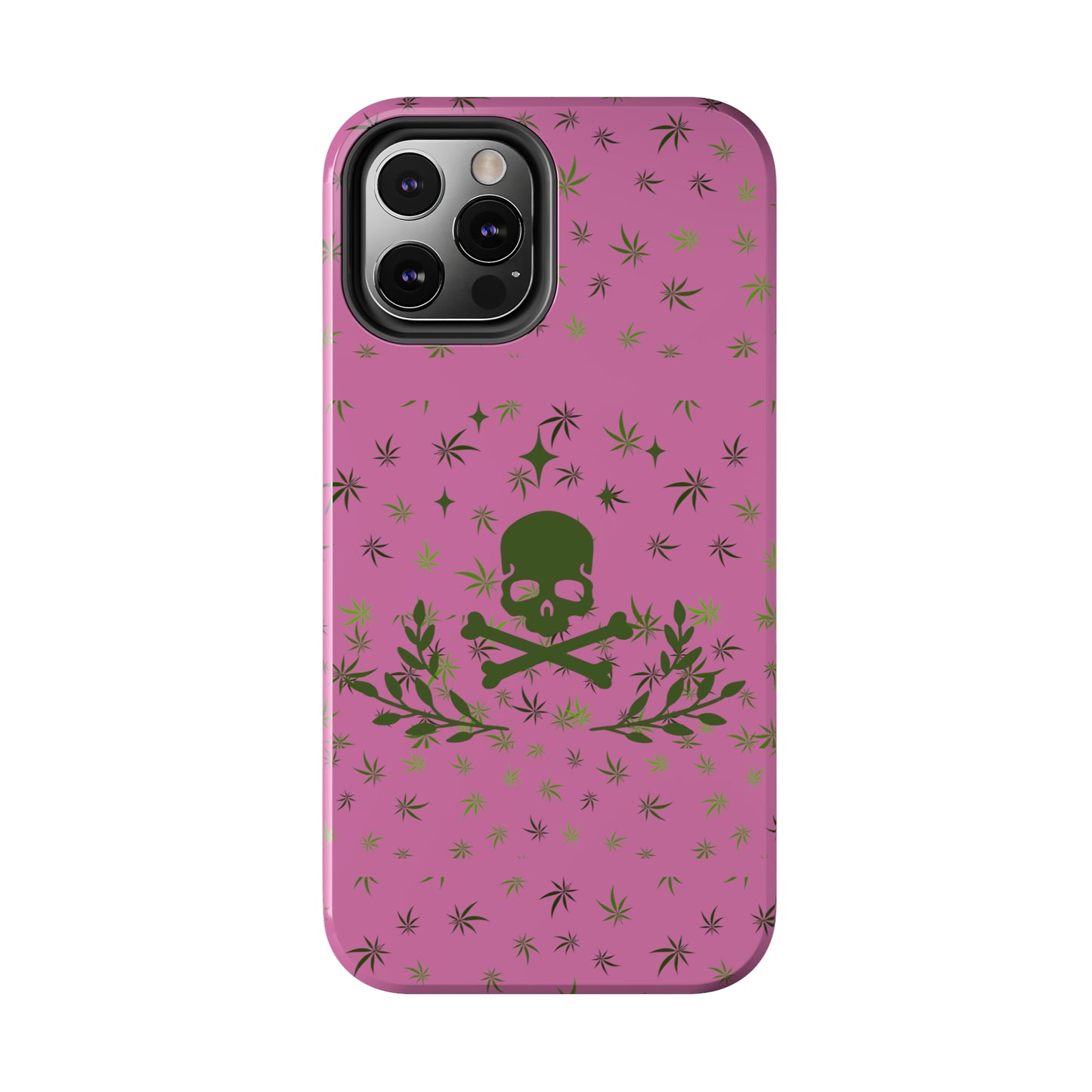 420 skull & crossbones tough phone Cases cannabis and skull and crossbones pink phone case for weed lovers