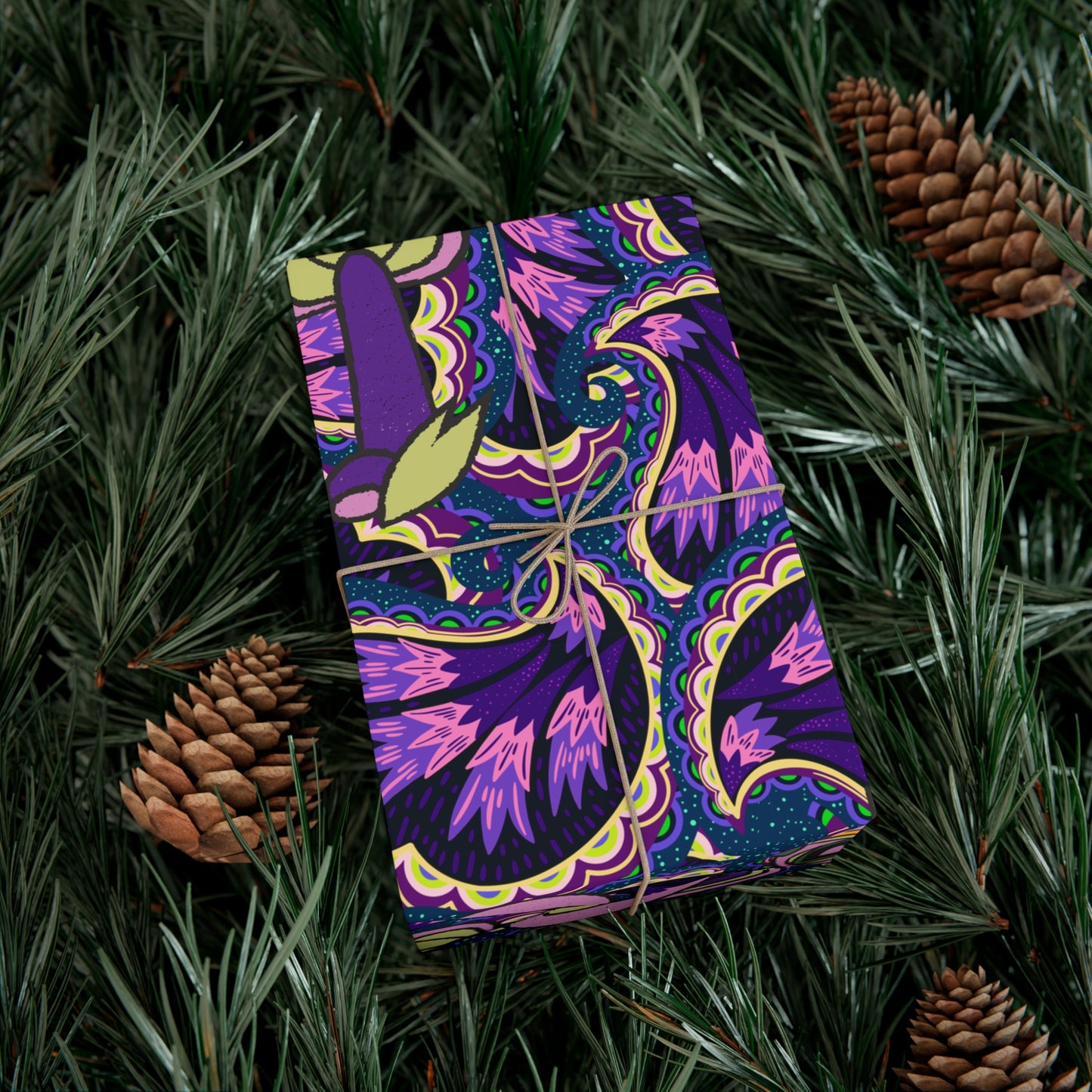 Purple psychedelic wrapping paper perfect Gift Wrap Papers for magic mushroom lovers retro hippie style