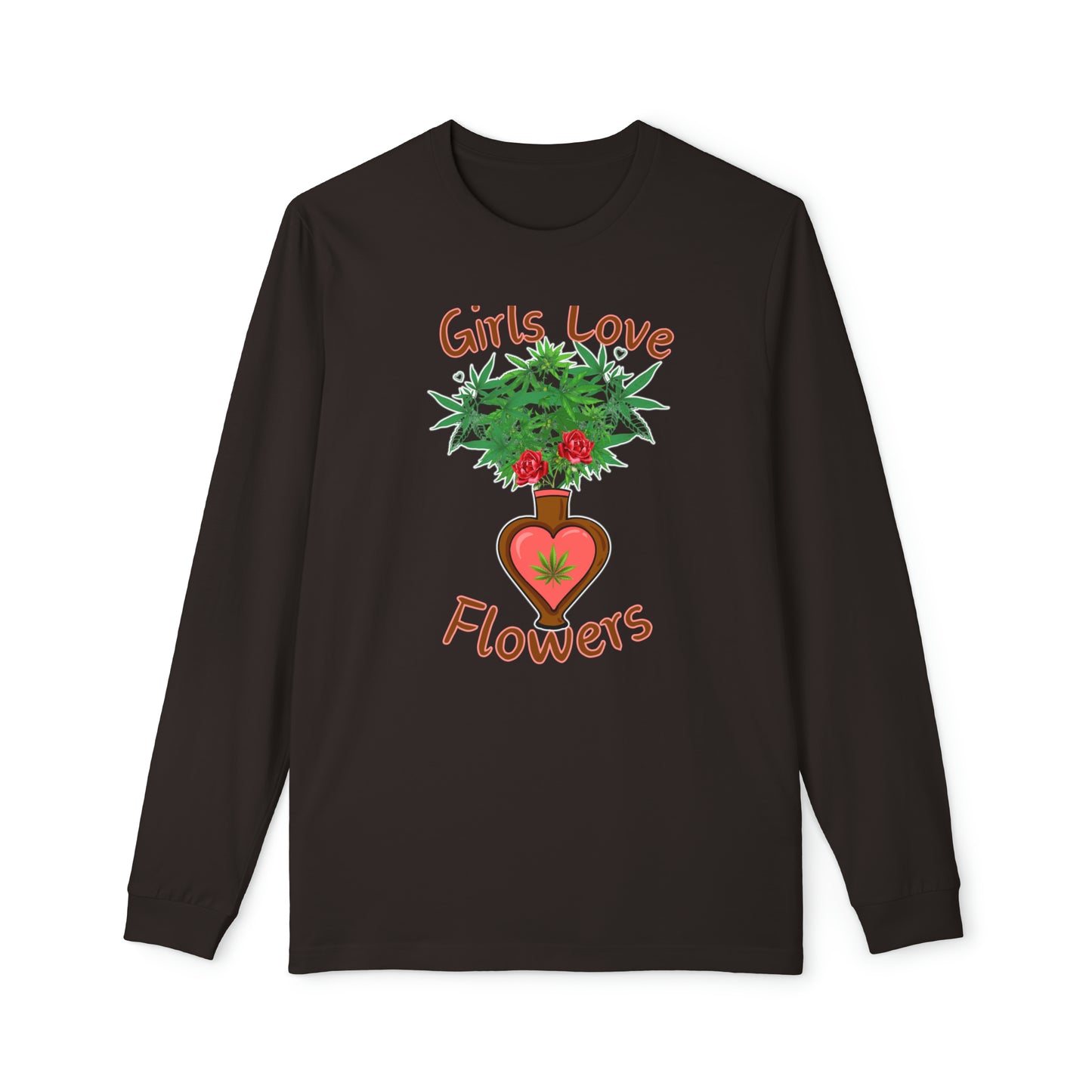 Girls Love Flowers 420 women's long sleeve cotton pajama set perfect cannabis pjs for stoner girl