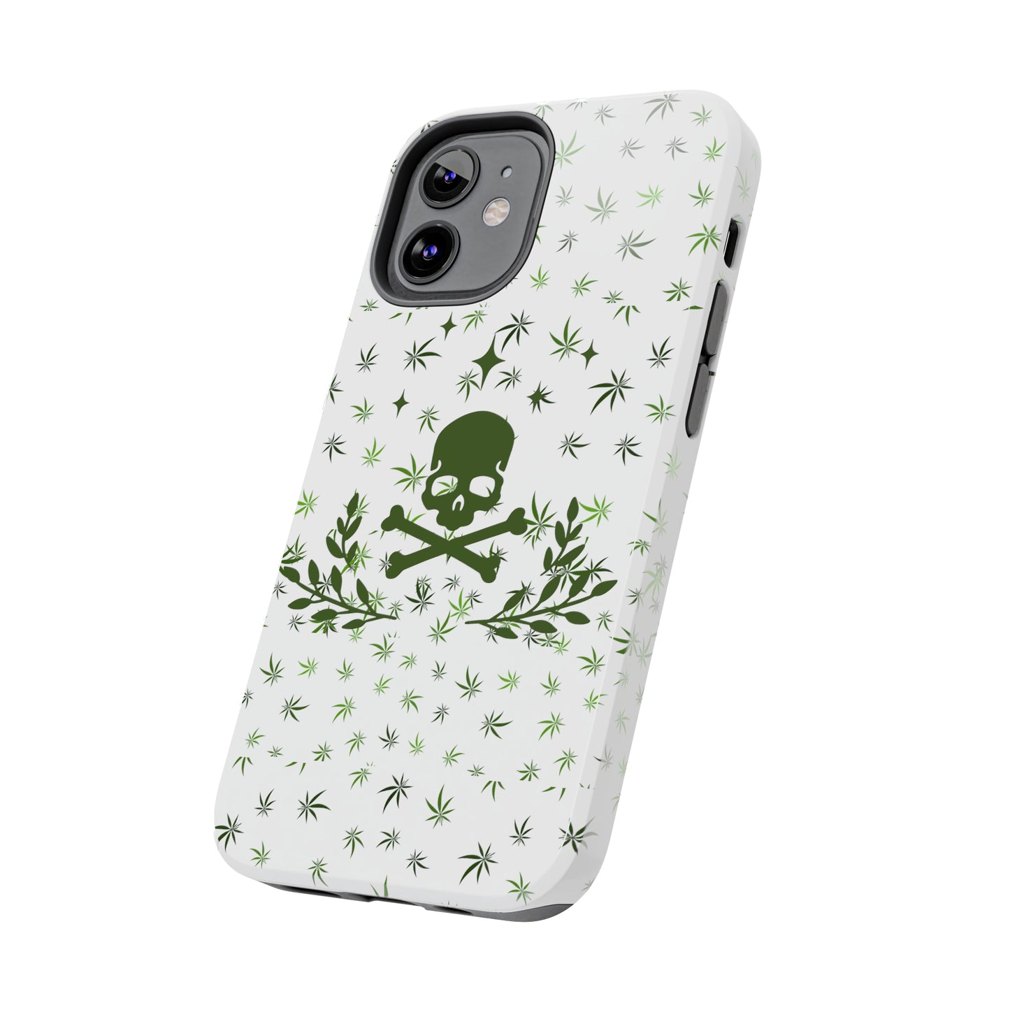 420 skull and crossbones tough phone Cases cannabis and skull white phone case for weed lovers