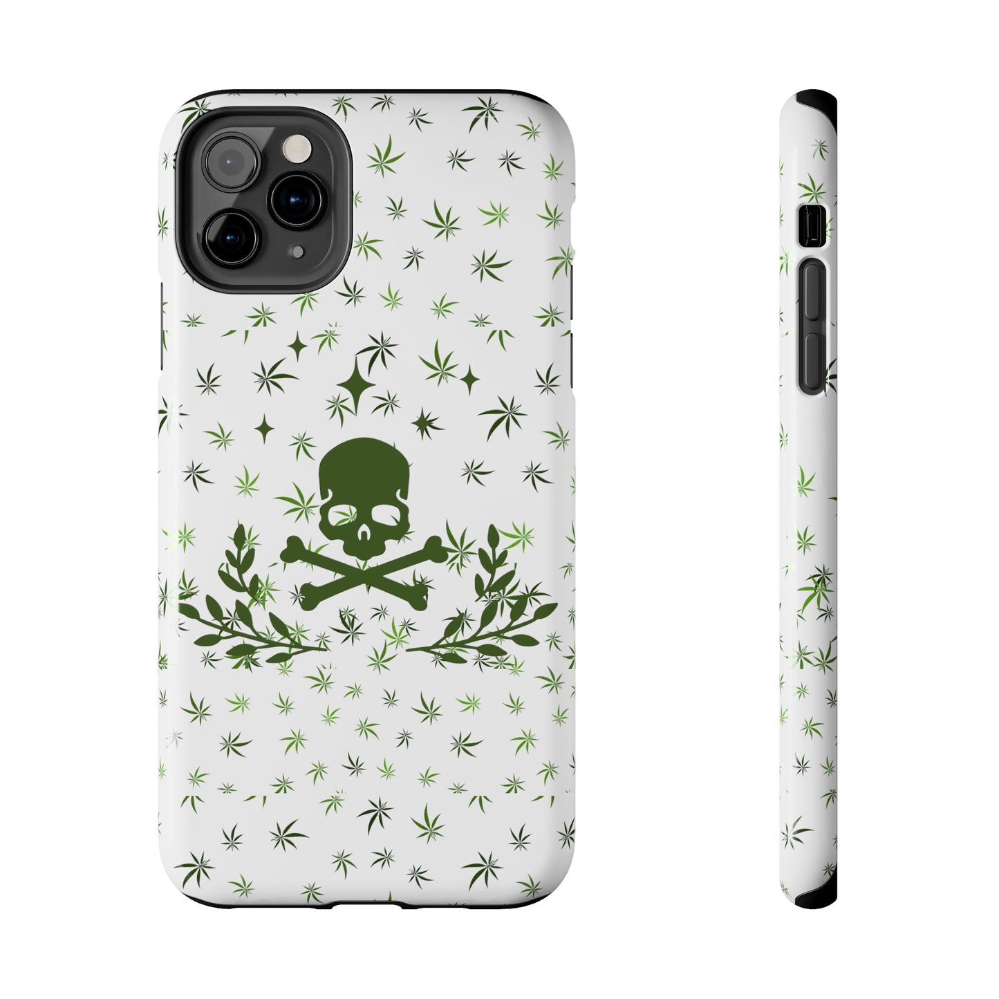 420 skull and crossbones tough phone Cases cannabis and skull white phone case for weed lovers