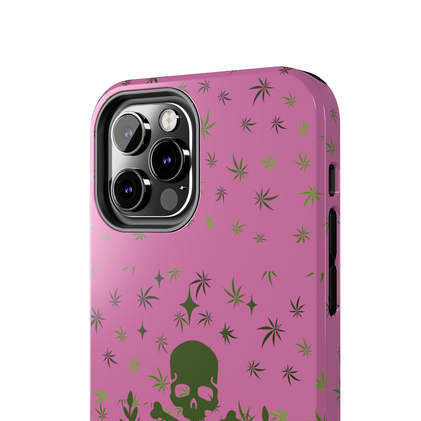 420 skull & crossbones tough phone Cases cannabis and skull and crossbones pink phone case for weed lovers
