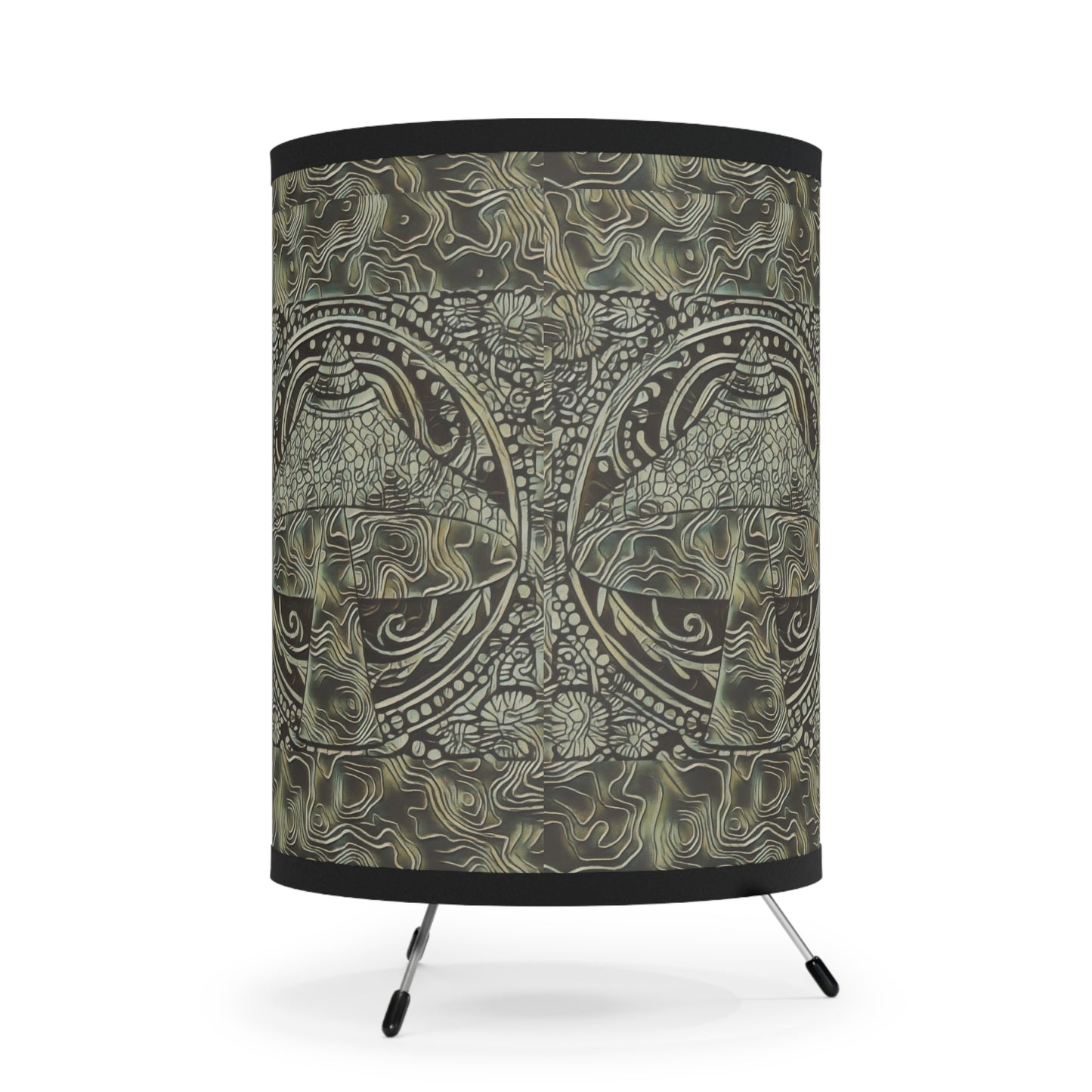 Psychedelic mushroom decor tripod Lamp with magic mushroom printed shade, psychedelic design lamp fungi decor lighting