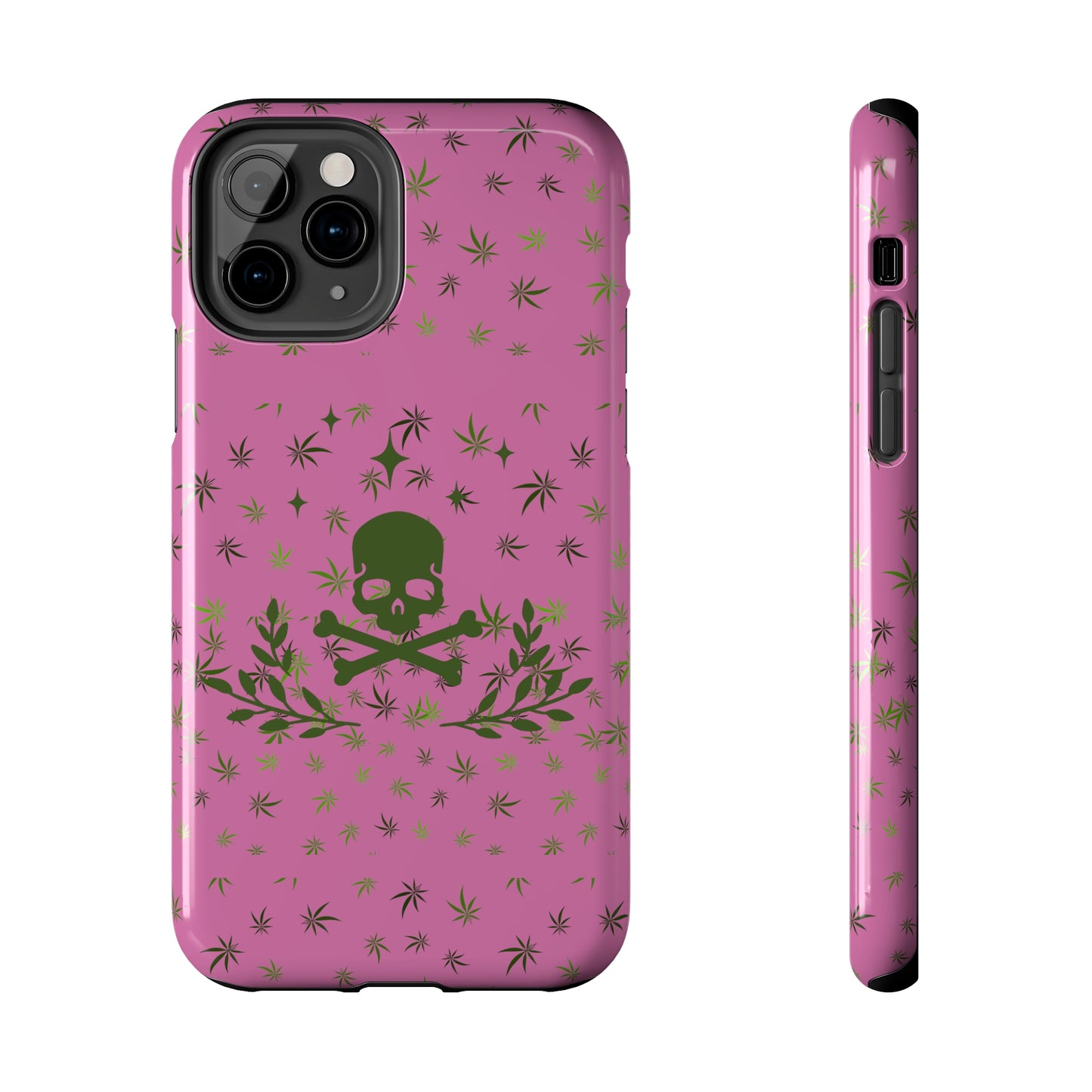 420 skull & crossbones tough phone Cases cannabis and skull and crossbones pink phone case for weed lovers