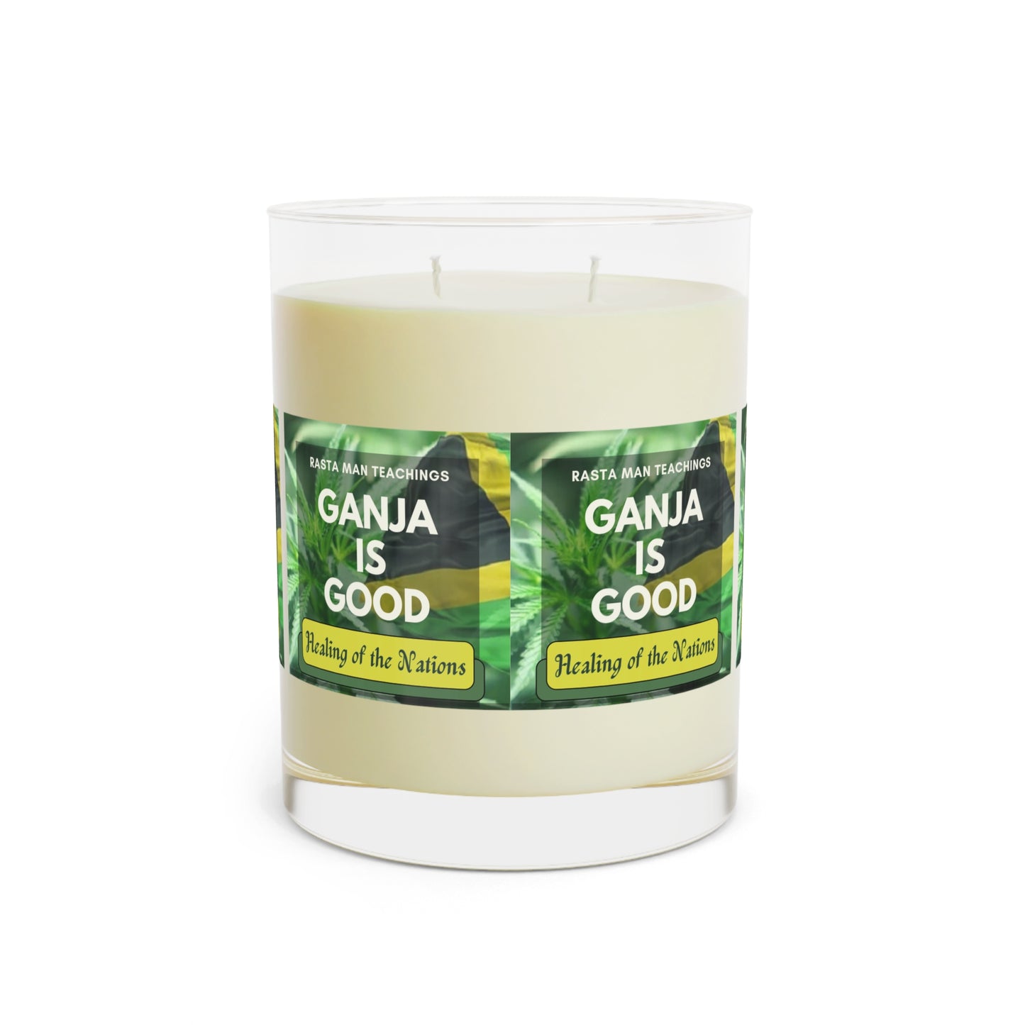 Reggae Rasta Ganja is Good Scented Candle - Full Glass, 11oz - stoner candle - Rastafarian Jamaican candle decor