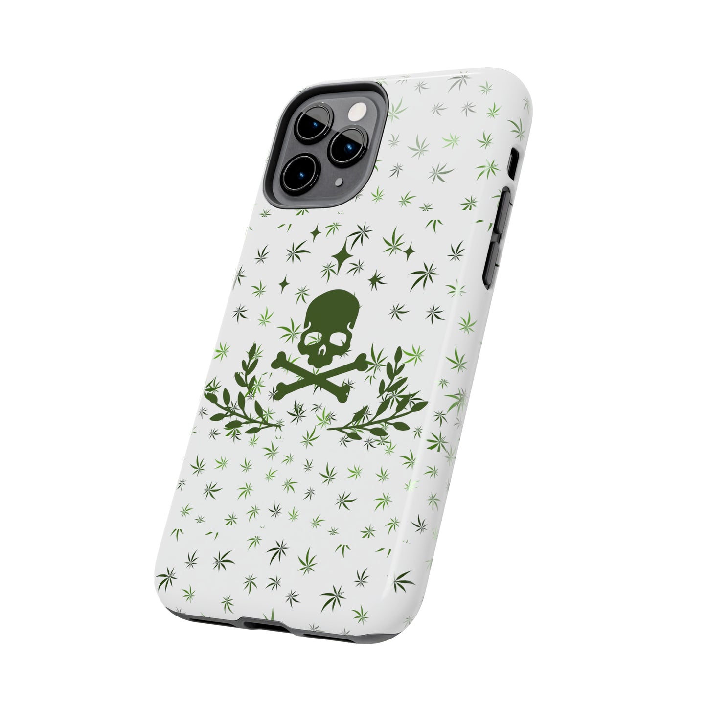 420 skull and crossbones tough phone Cases cannabis and skull white phone case for weed lovers
