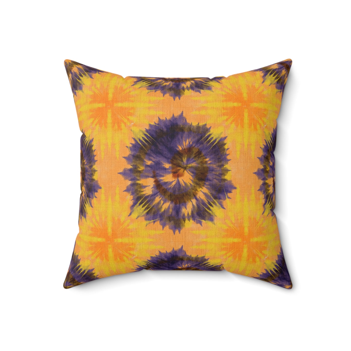 Yellow & Purple tie-dye pillow eclectic bohemian trippy home hippie style decor