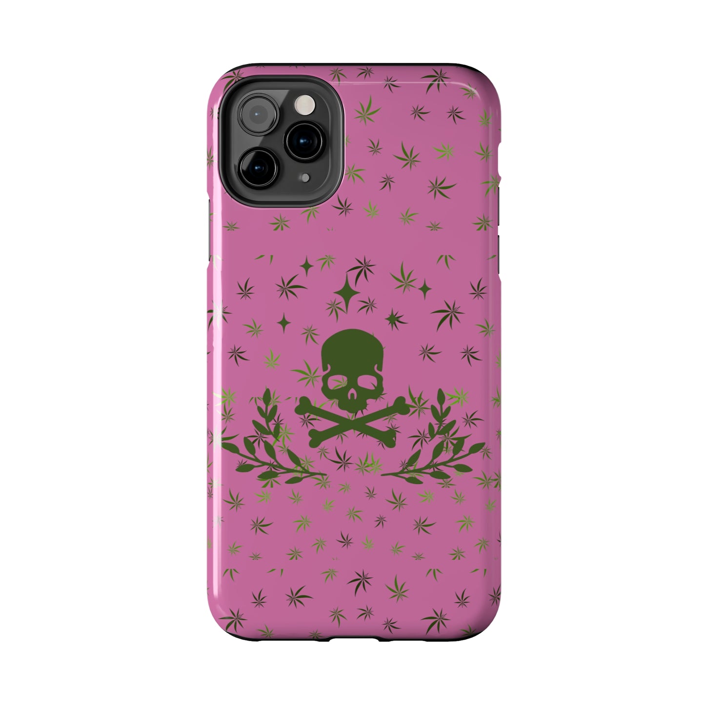 420 skull & crossbones tough phone Cases cannabis and skull and crossbones pink phone case for weed lovers